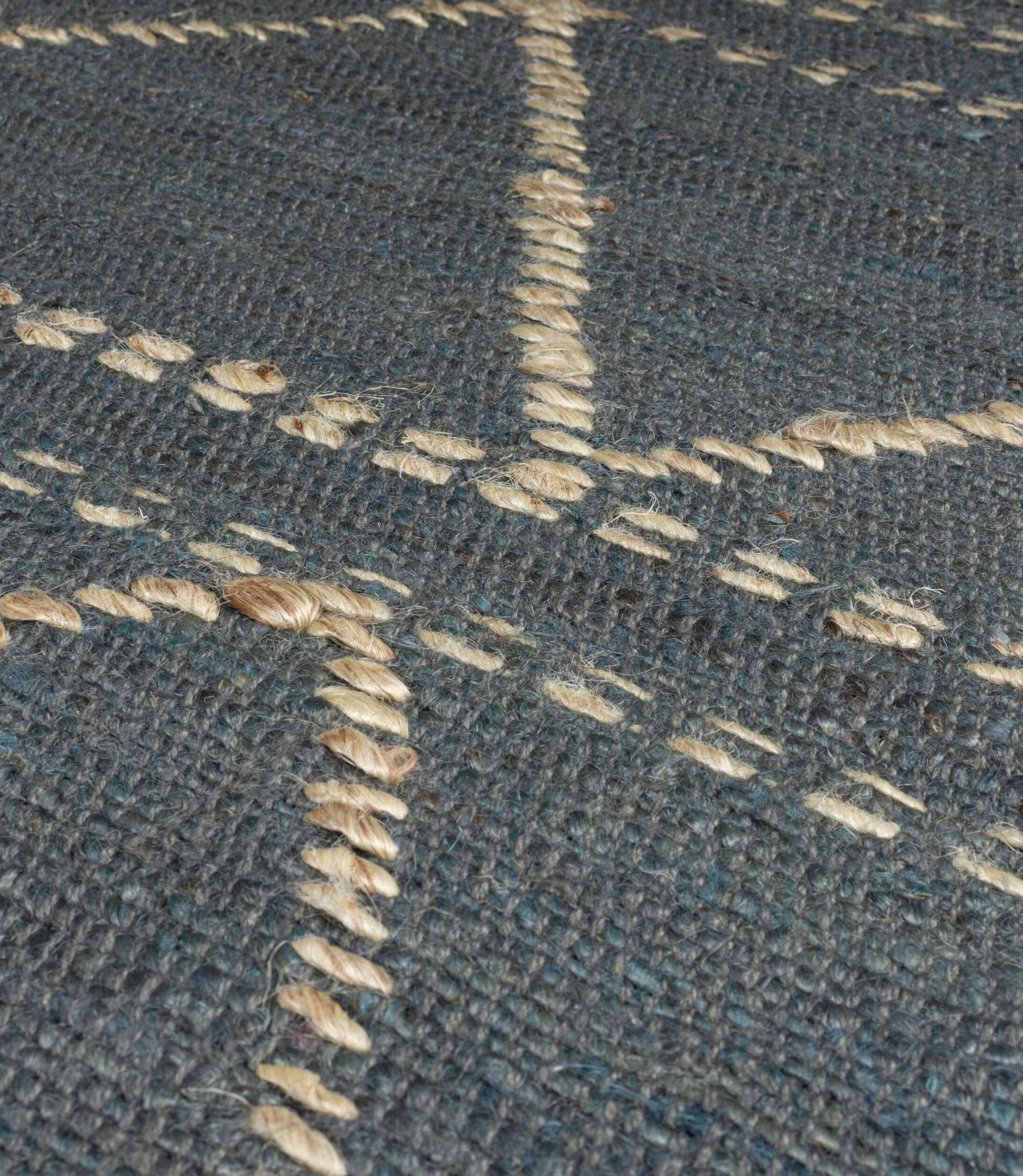 Jute-Teppich Rhombi Handgewebt Blau 120x170