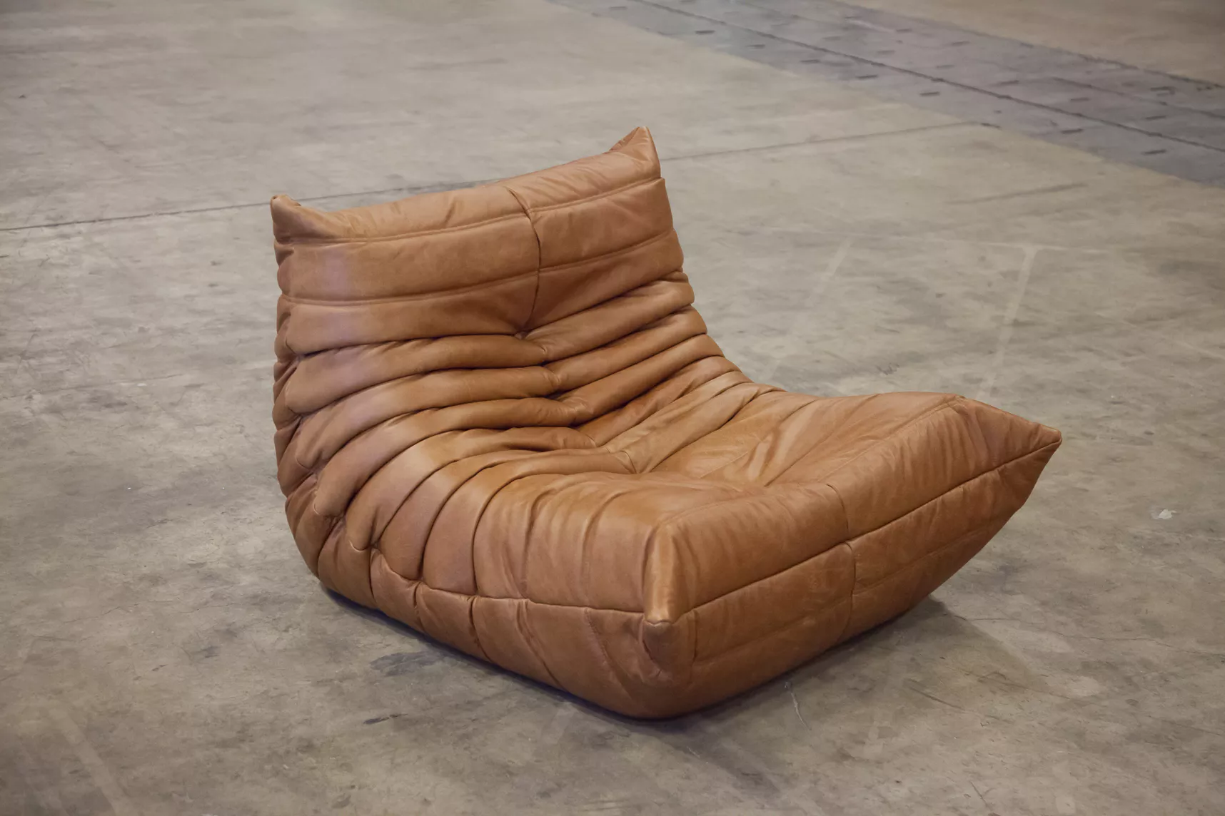 Togo Lounge Set 3-pc. Pull-up leather tobacco brown