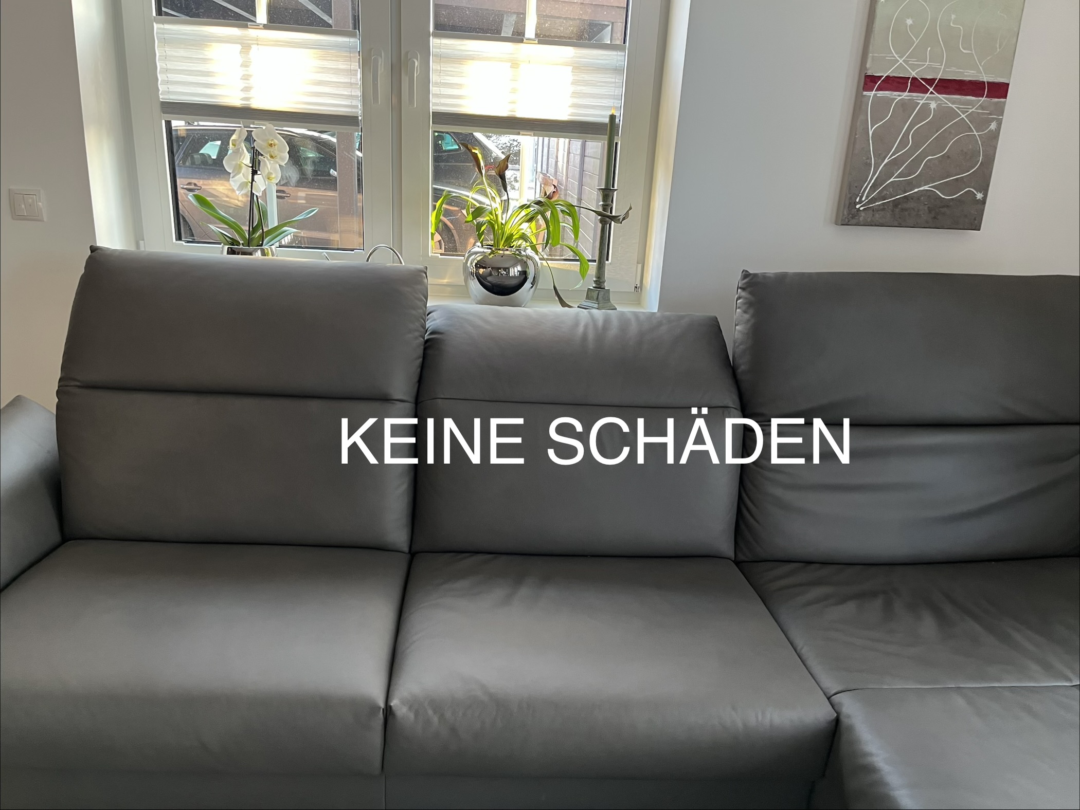 Ecksofa Leder Grau