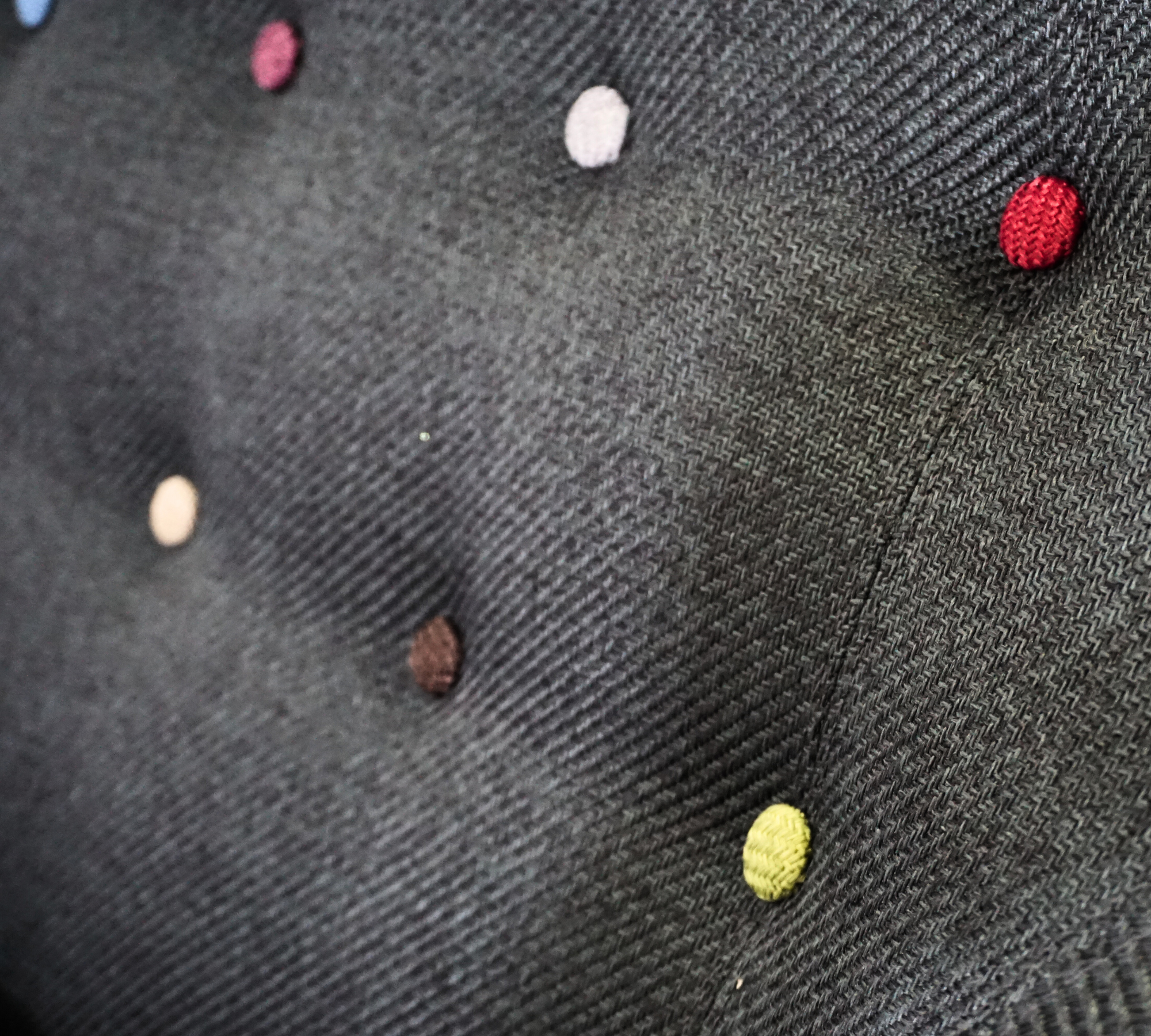 Ritchie Sofa 3-Sitzer Textil Anthrazit Bunte Knöpfe