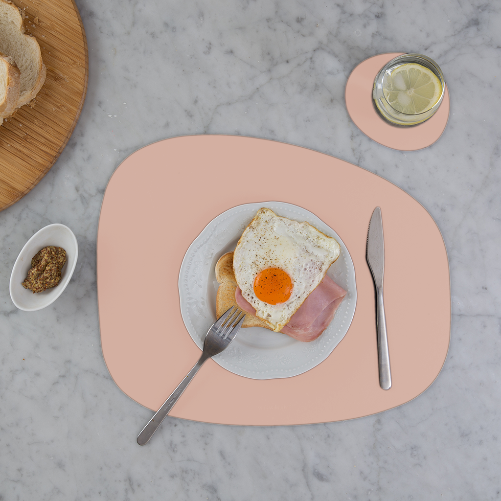 Stone Tischset 100% Recyceltes Leder Rosa