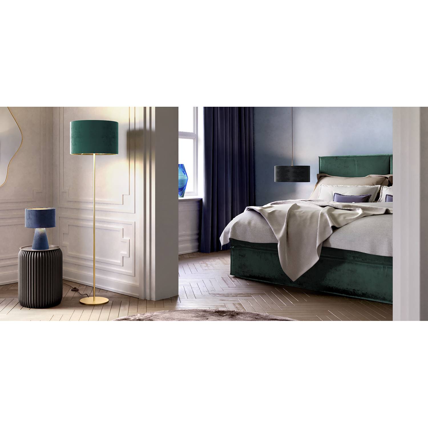 Stehleuchte Satley Samt Grün