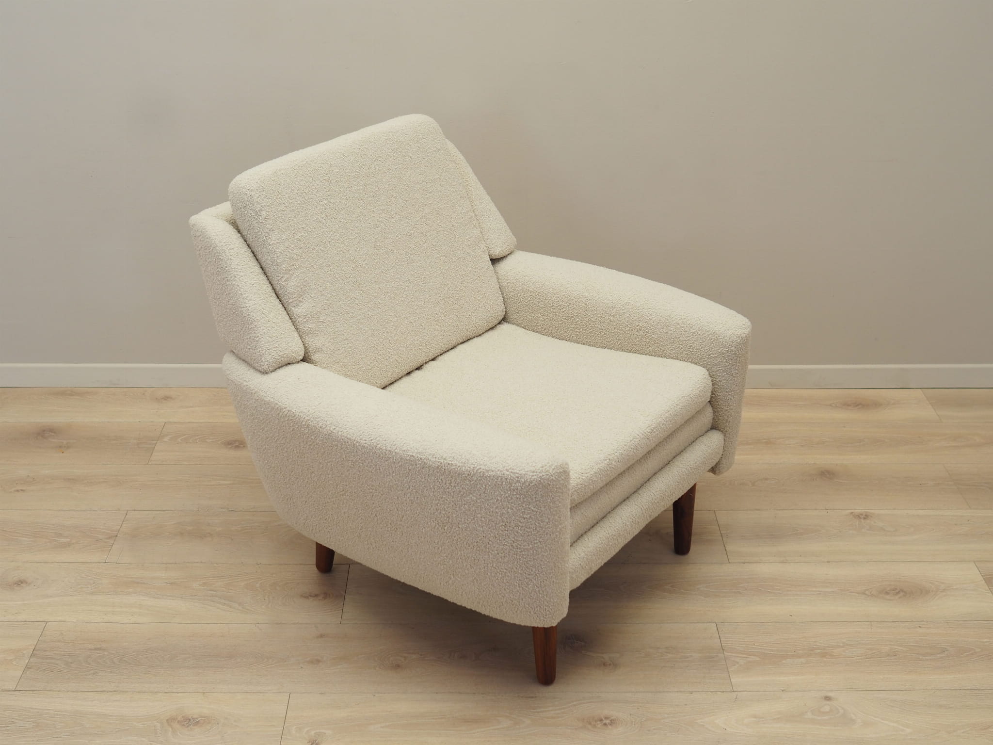 Sessel Textil Holz Creme 1970er Jahre