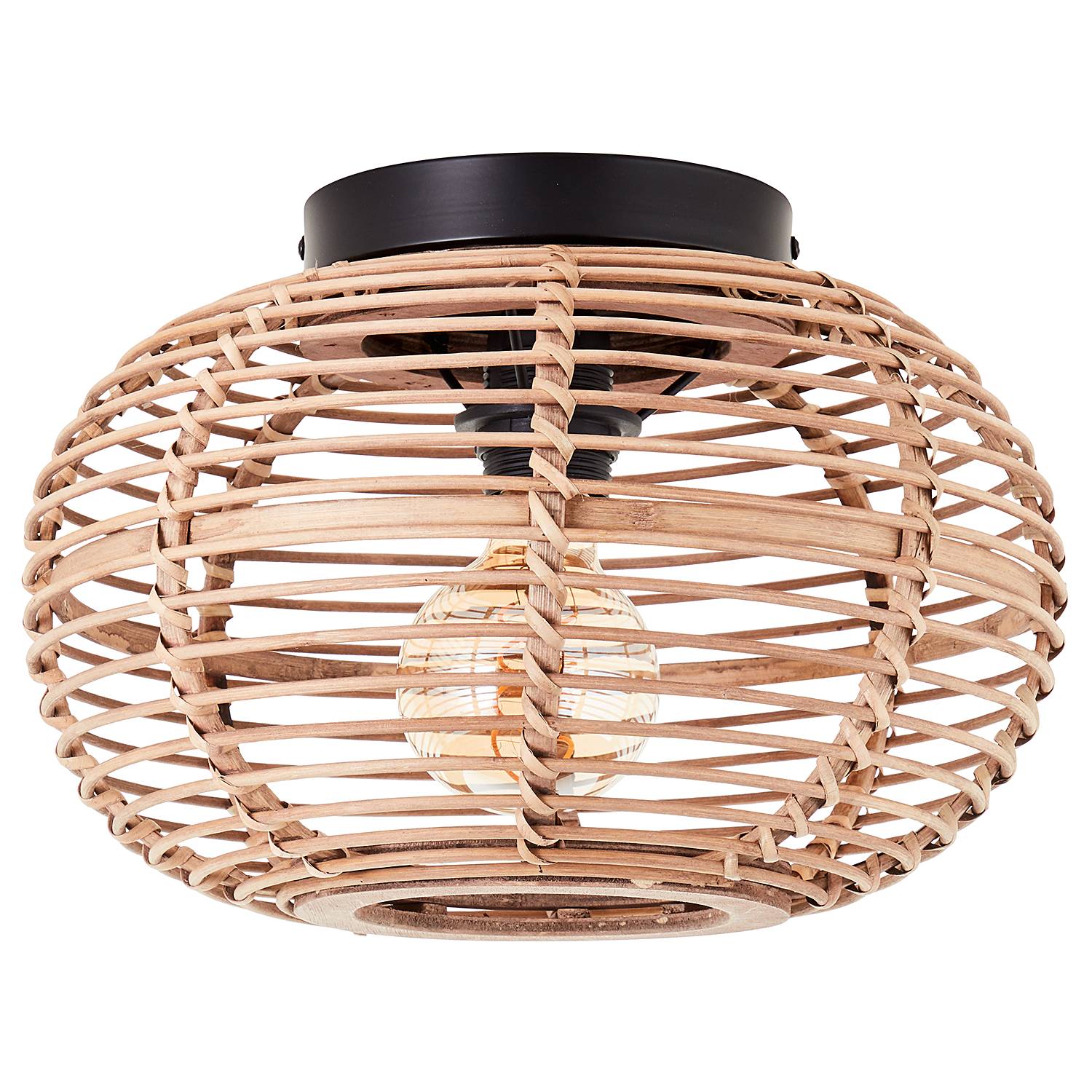 Ceiling Light Woodball 1-Light Solid Bamboo Iron
