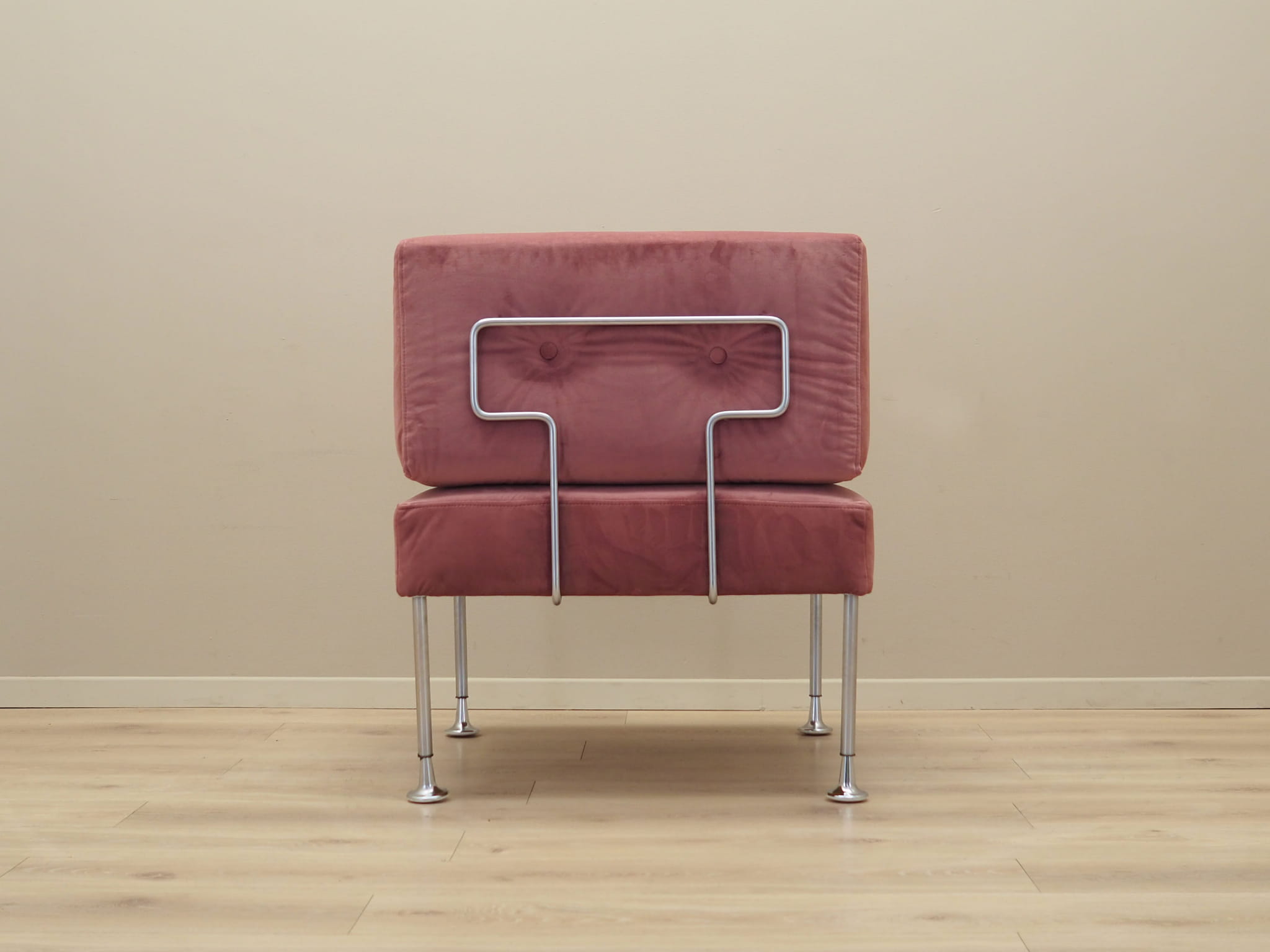Vintage armchair velvet metal pink 1960s