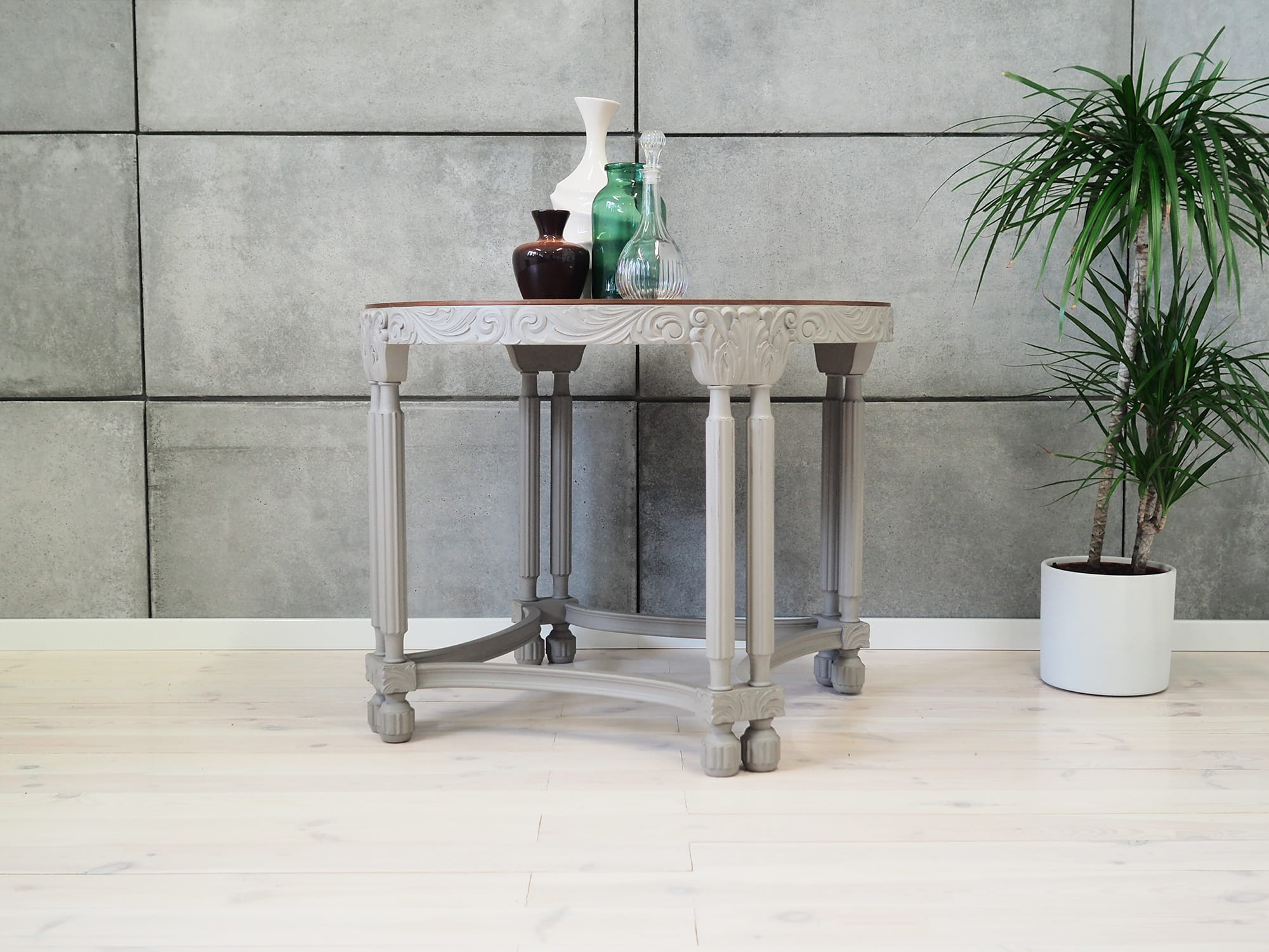 Vintage Couchtisch Holz Grau 1940er Jahre