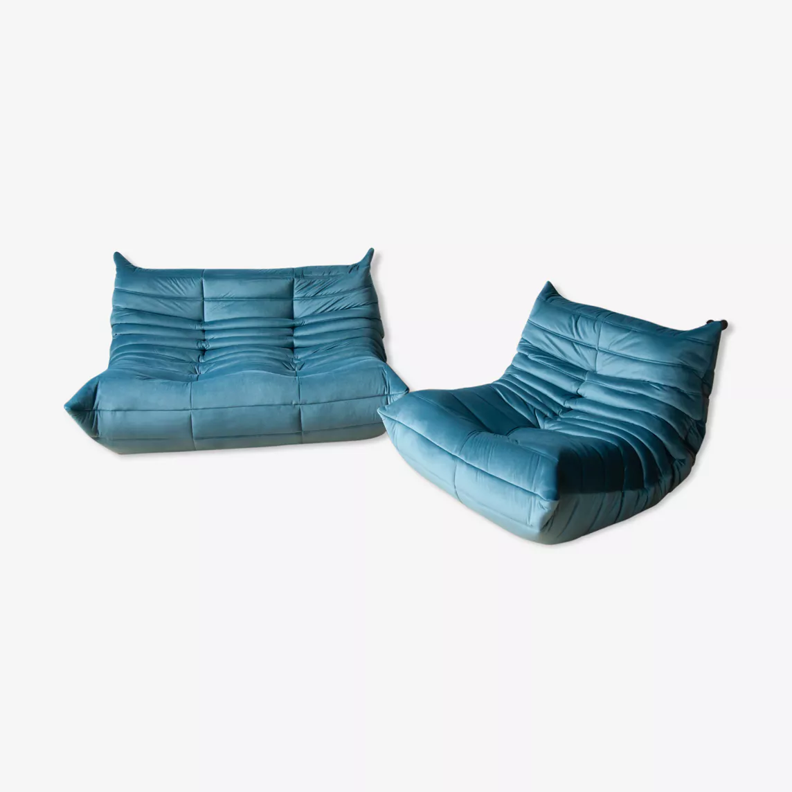 Togo Lounge Set 2-tlg. Samt Meerblau