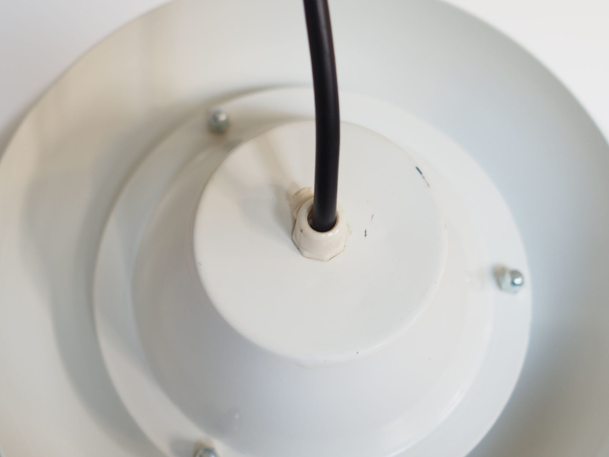 Vintage pendant lamp metal white 1970s