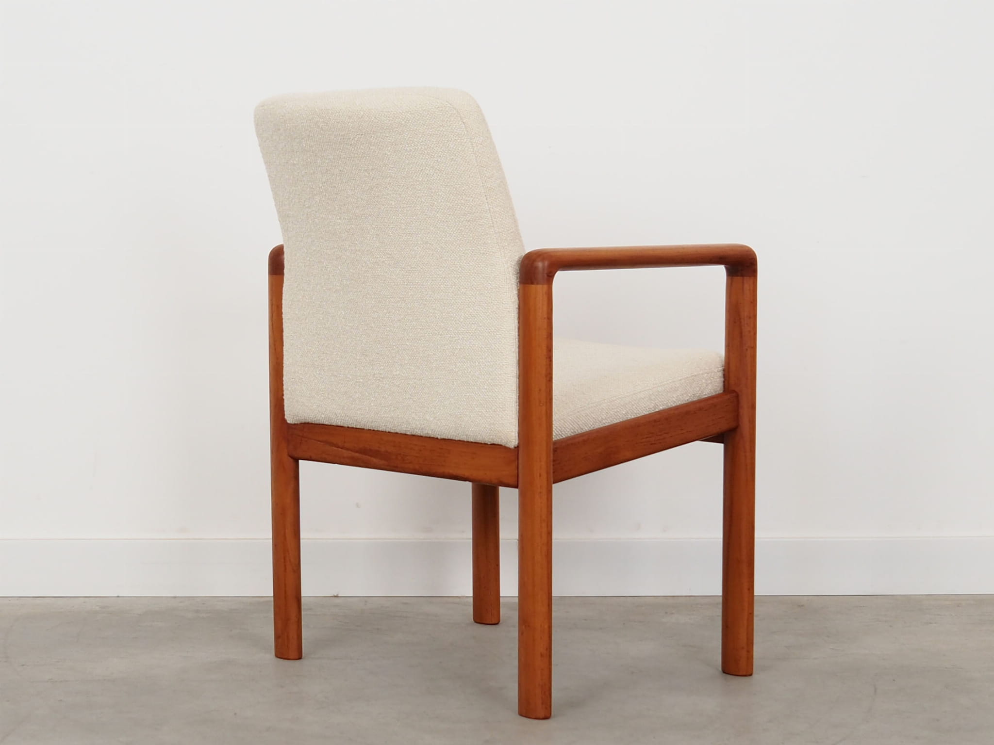 Vintage Chair Teak Wood Textile White 1970s
