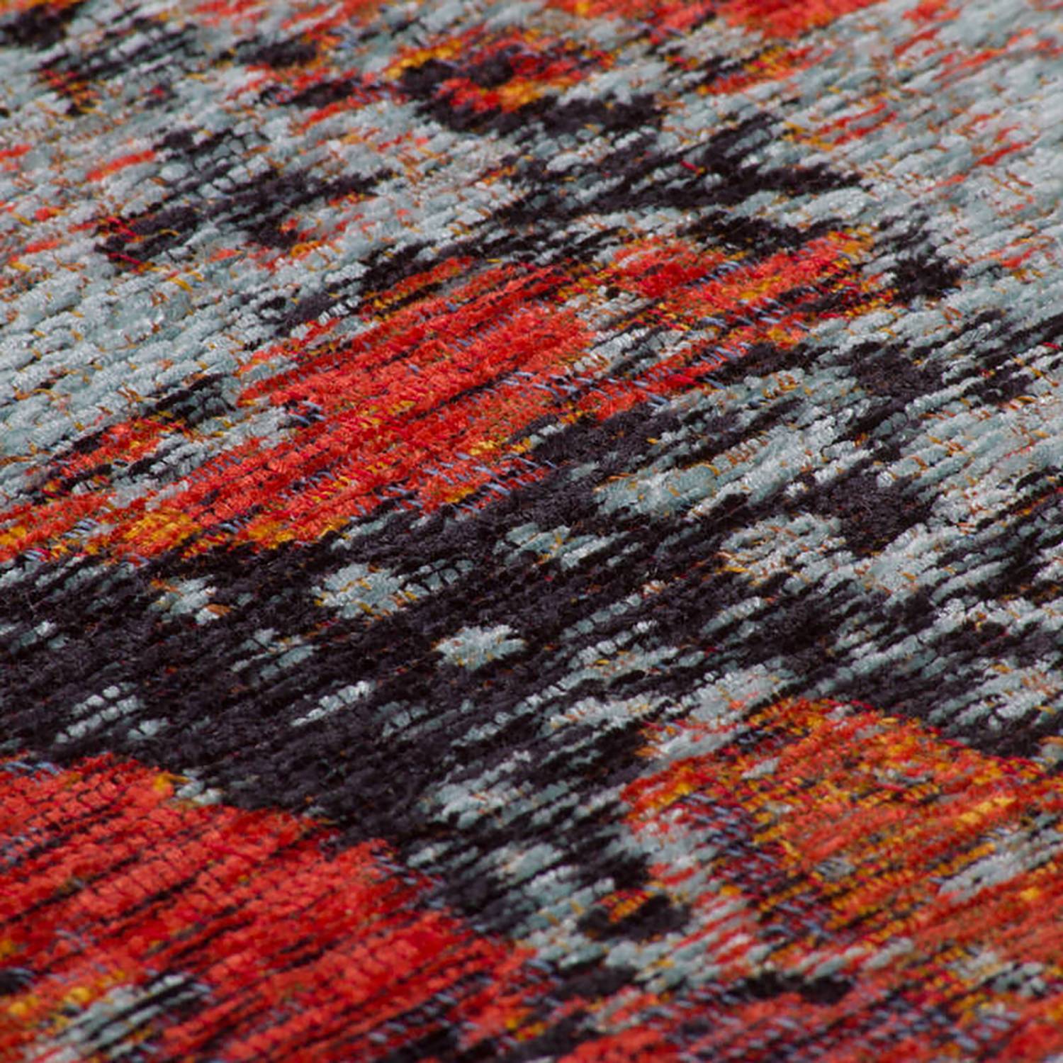 Kurzflorteppich Blaze Fire Grau Rot