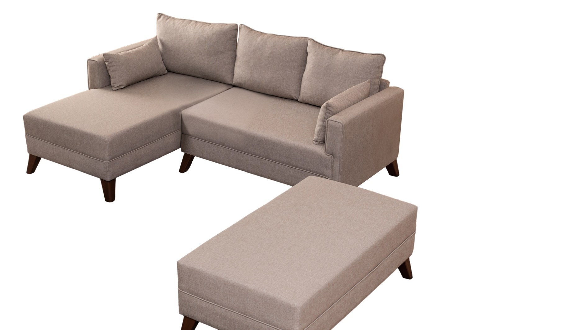 Bella Sofa Récamiere Links mit Hocker Creme