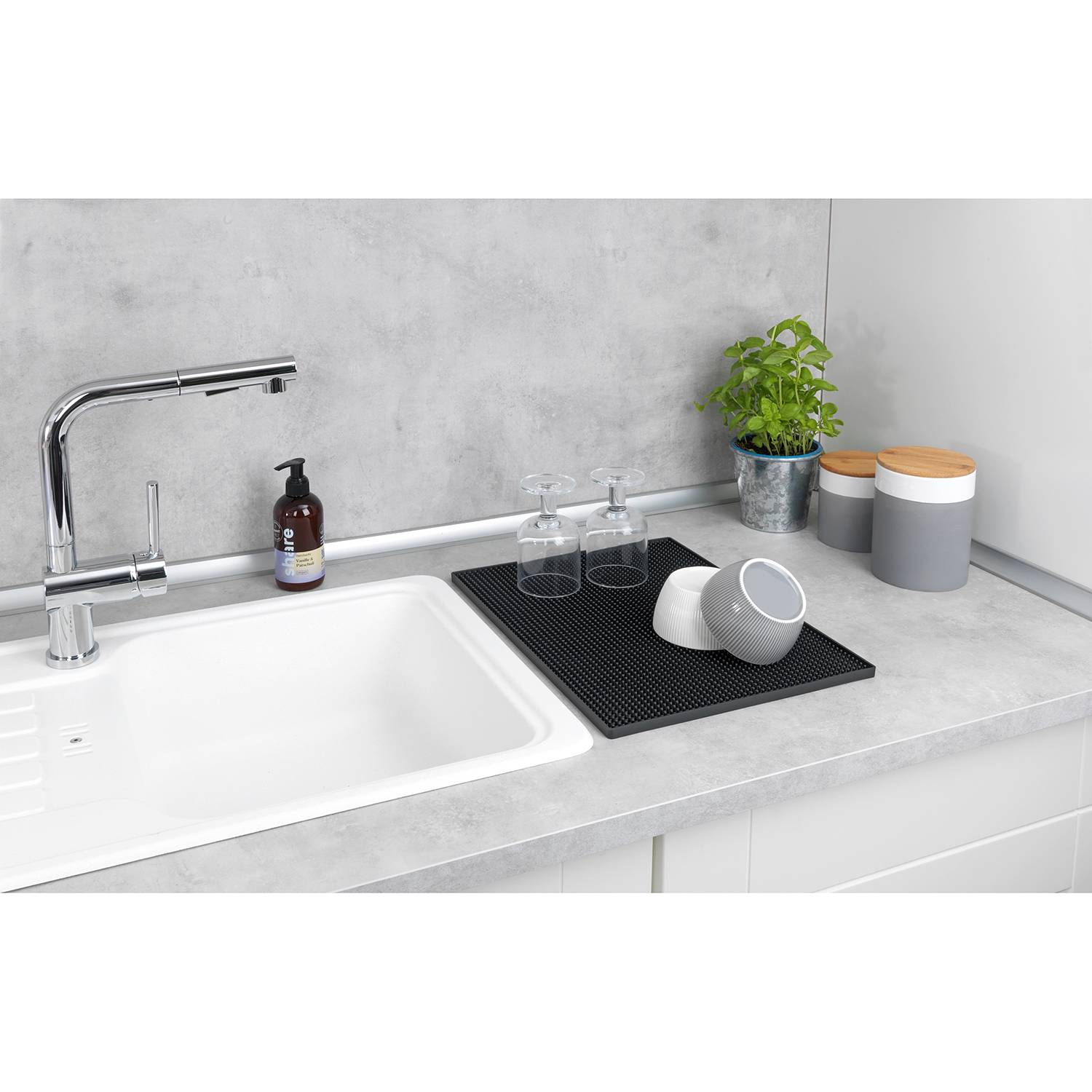 Abtropfmatte Maxi Edelstahl / Bambus Silber matt / Braun