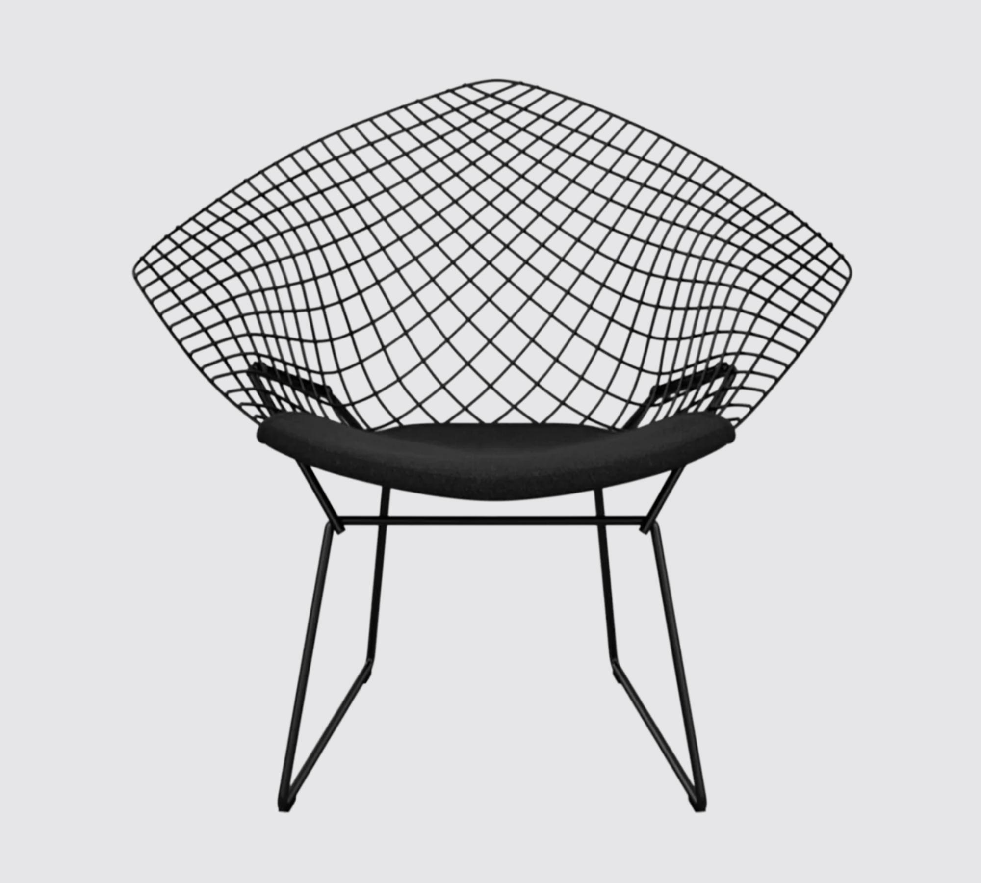 DEFEKT! Bertoia Diamond Chair Schwarz mit Sitzkissen 