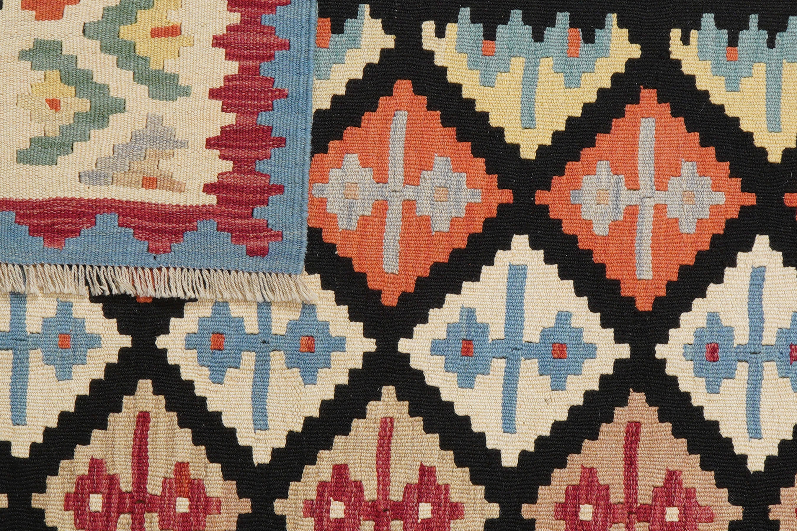 Kelim Gashgai Teppich Wolle Schwarz