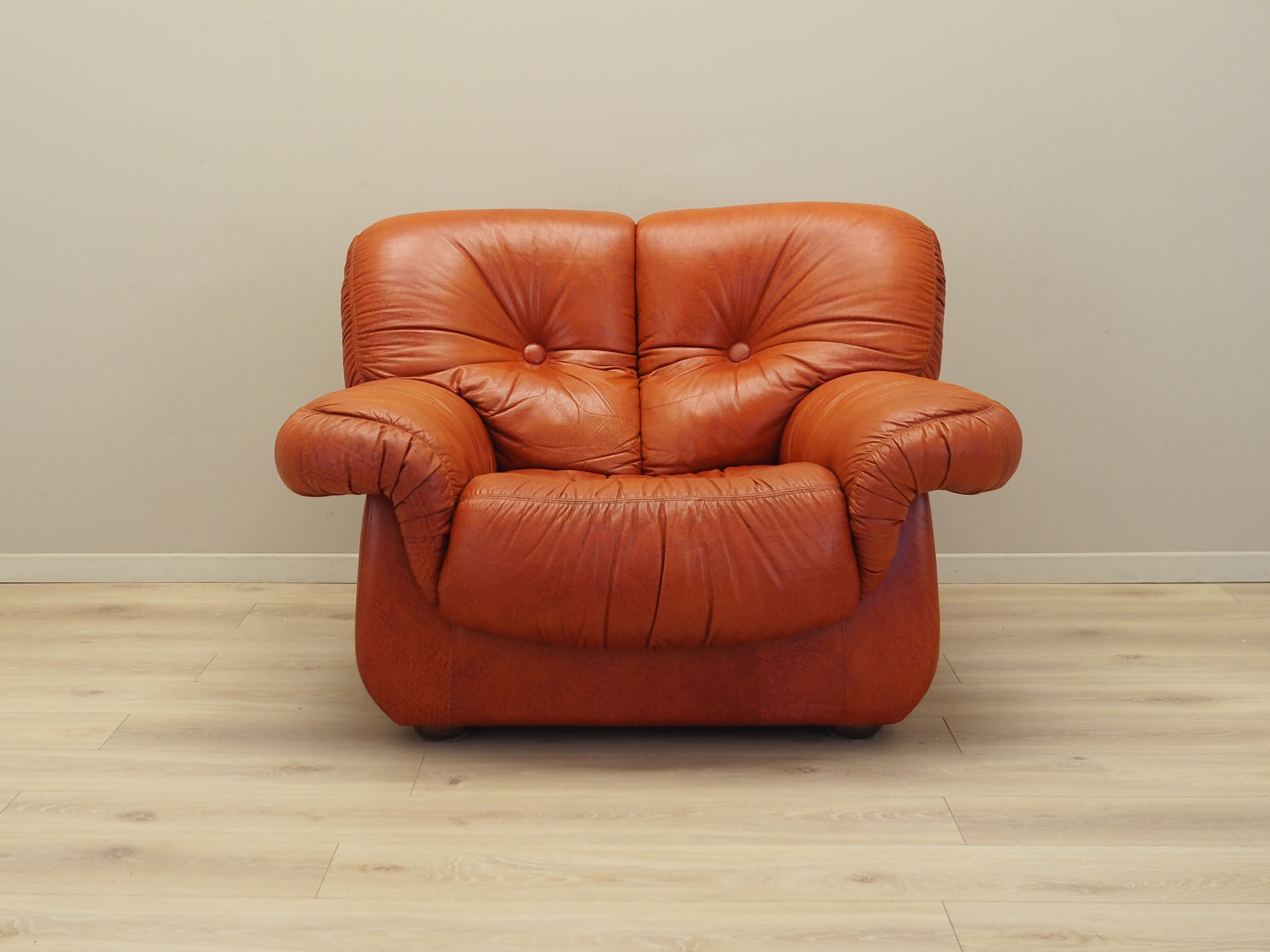 Sessel Leder Braun 1970er Jahre