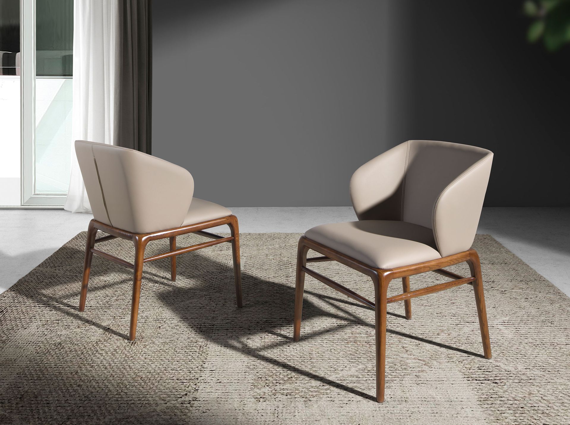 Dining chair faux leather grey