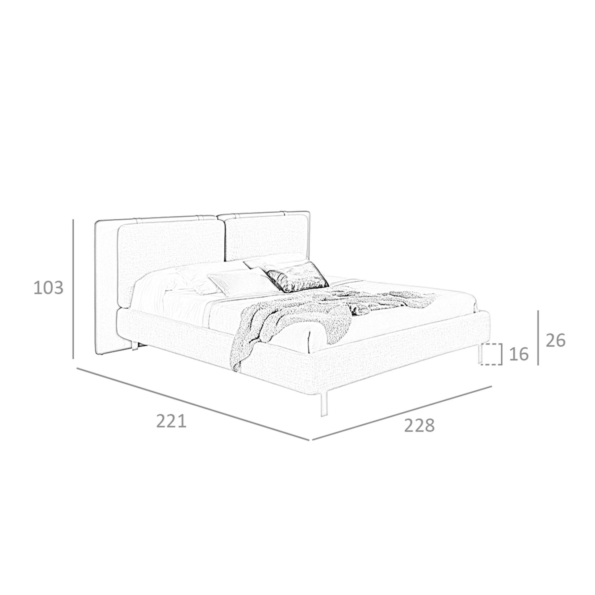 Doppelbett 7123 Kunstleder Braun