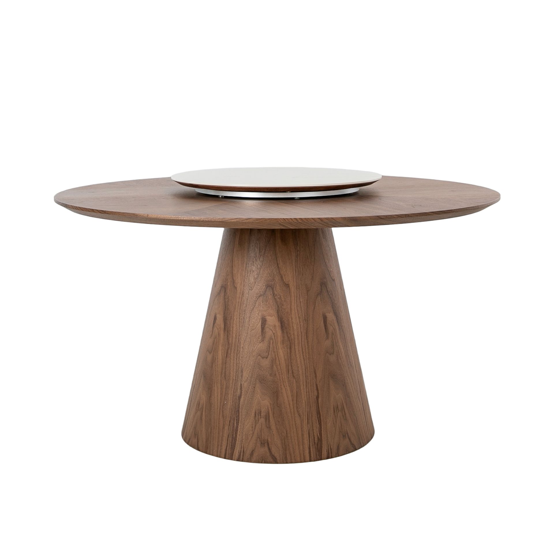 Rotating round dining table Walnut wood Ø 135cm