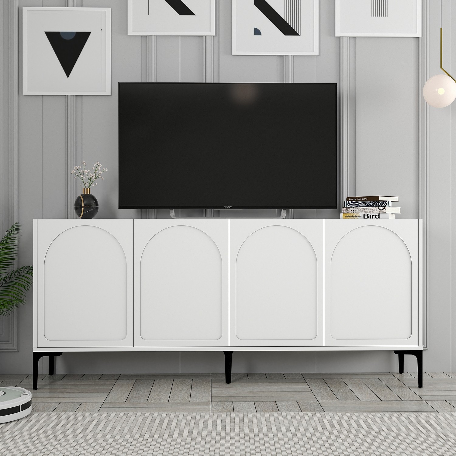 Lyon 79 Console Wood Veneer White Black