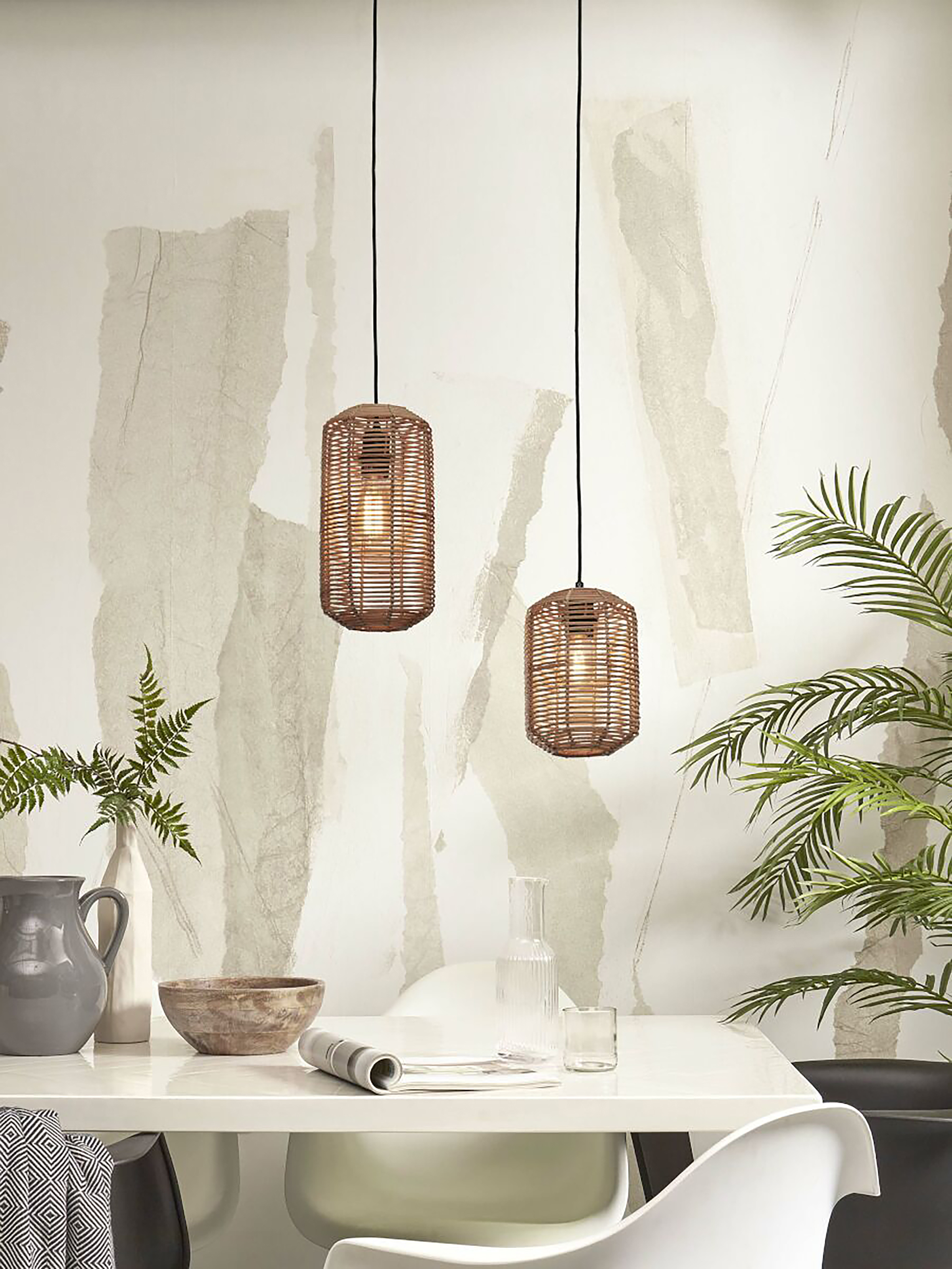 Pendelleuchte Tanami Beige Rattan 25 x 25 x 18 cm