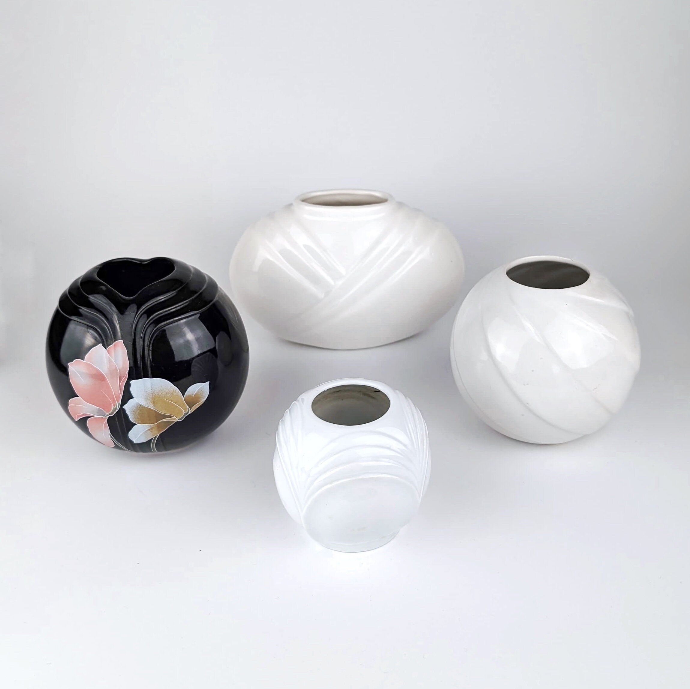 4x Vintage Art Deco Vase Keramik 1980er Jahre
