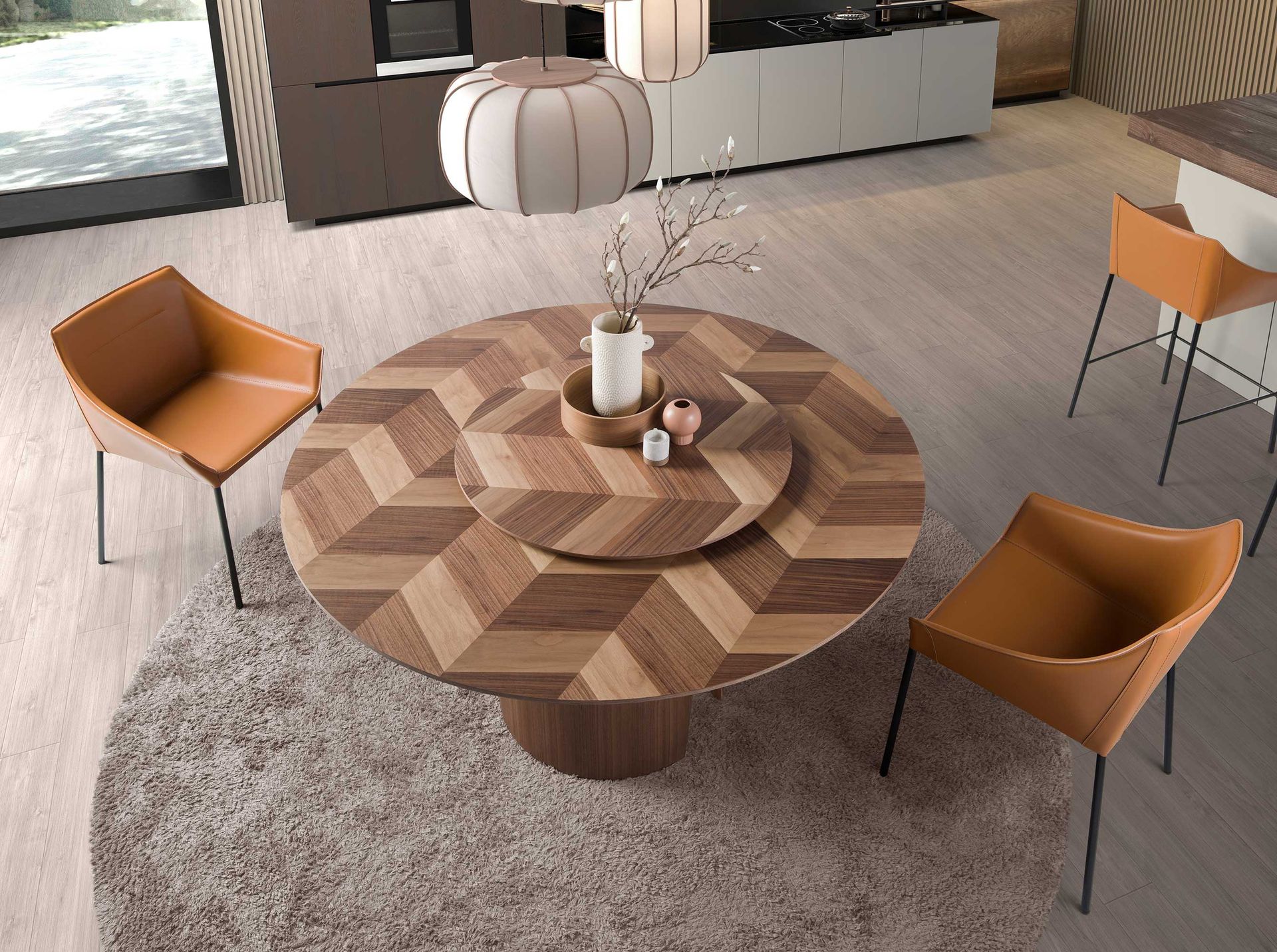 Dining chair synthetic leather brown