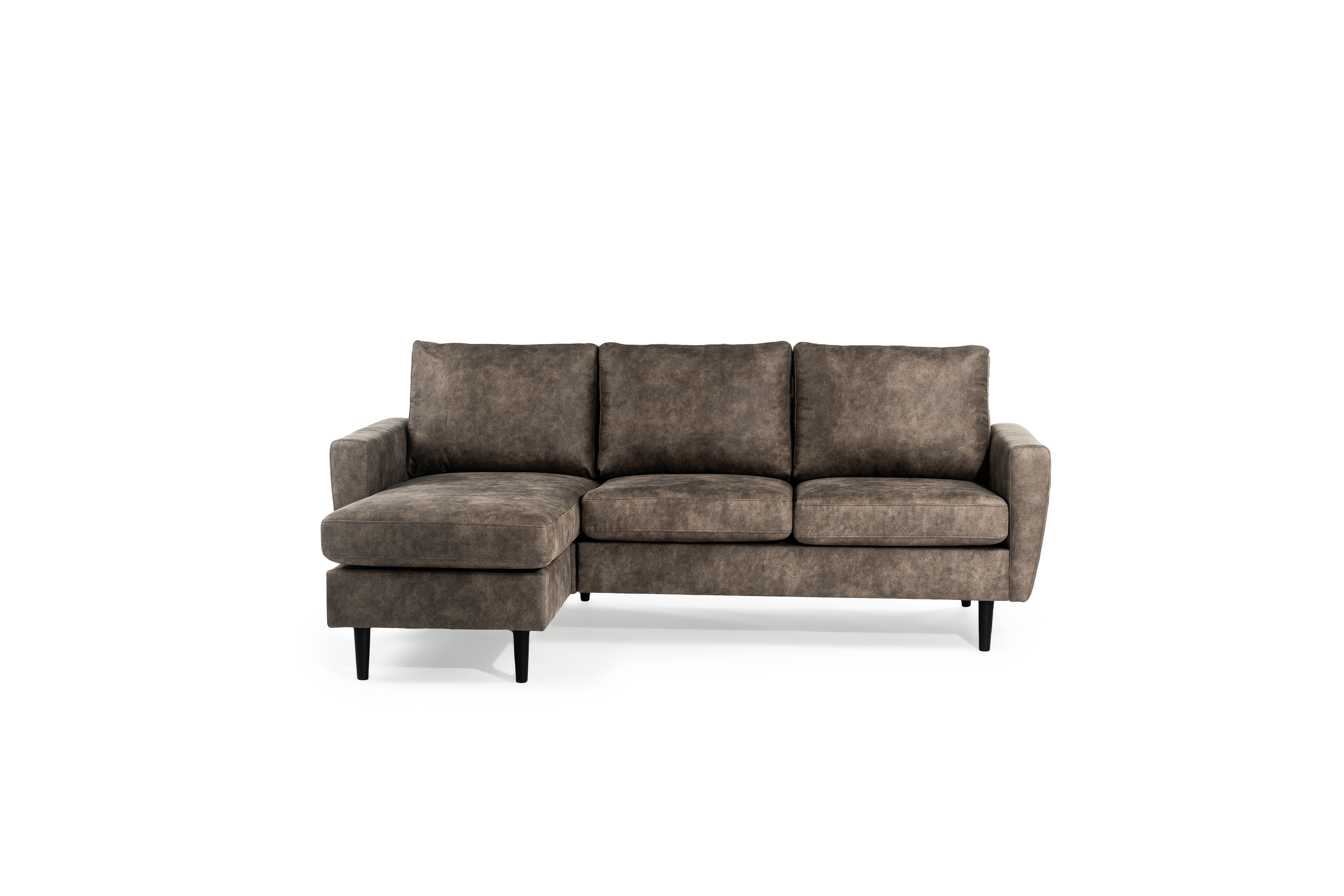 Sofa 3-Sitzer Chaiselongue Links Rechts Stoff Braun