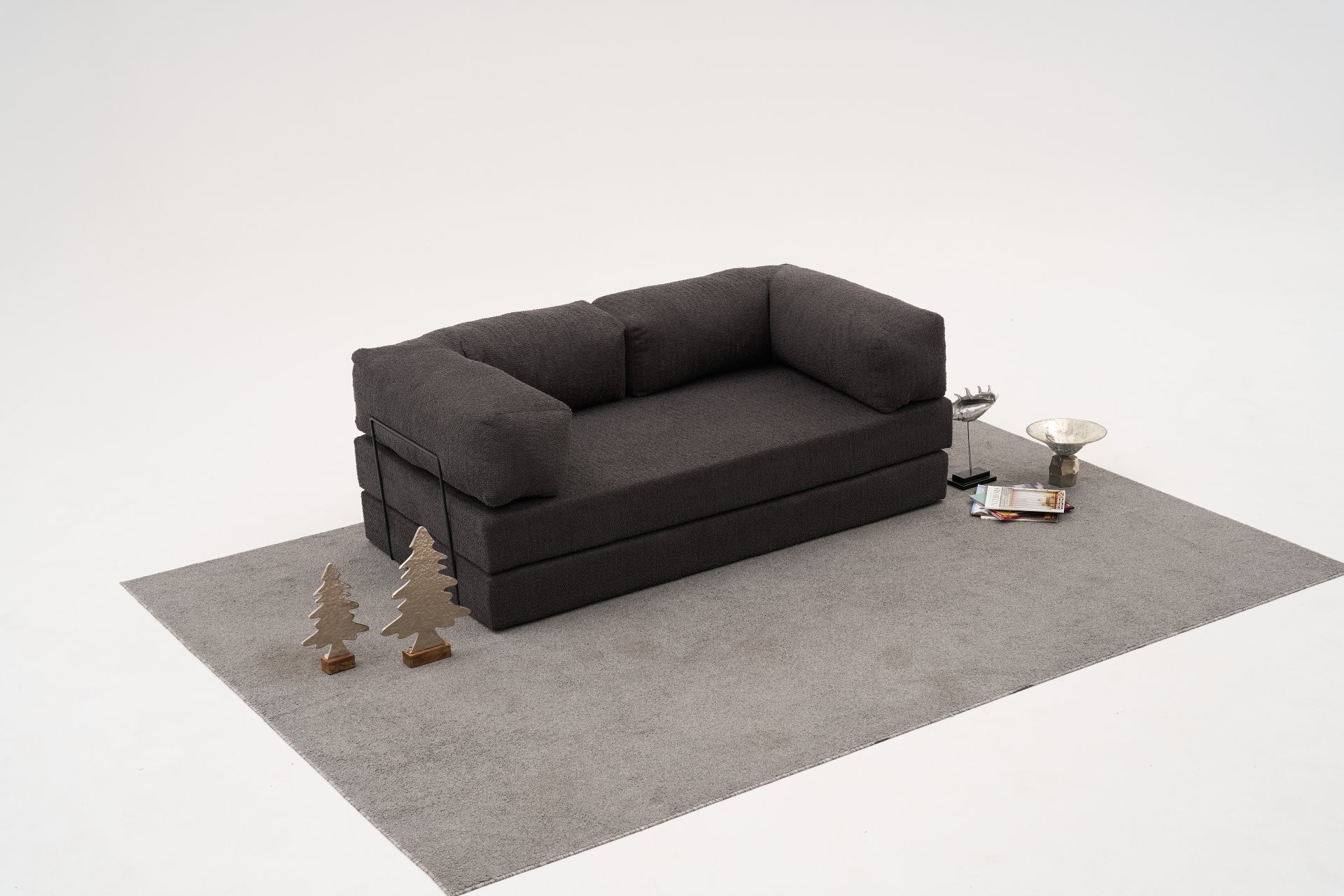 Comfort Schlafsofa 2-Sitzer Anthrazit