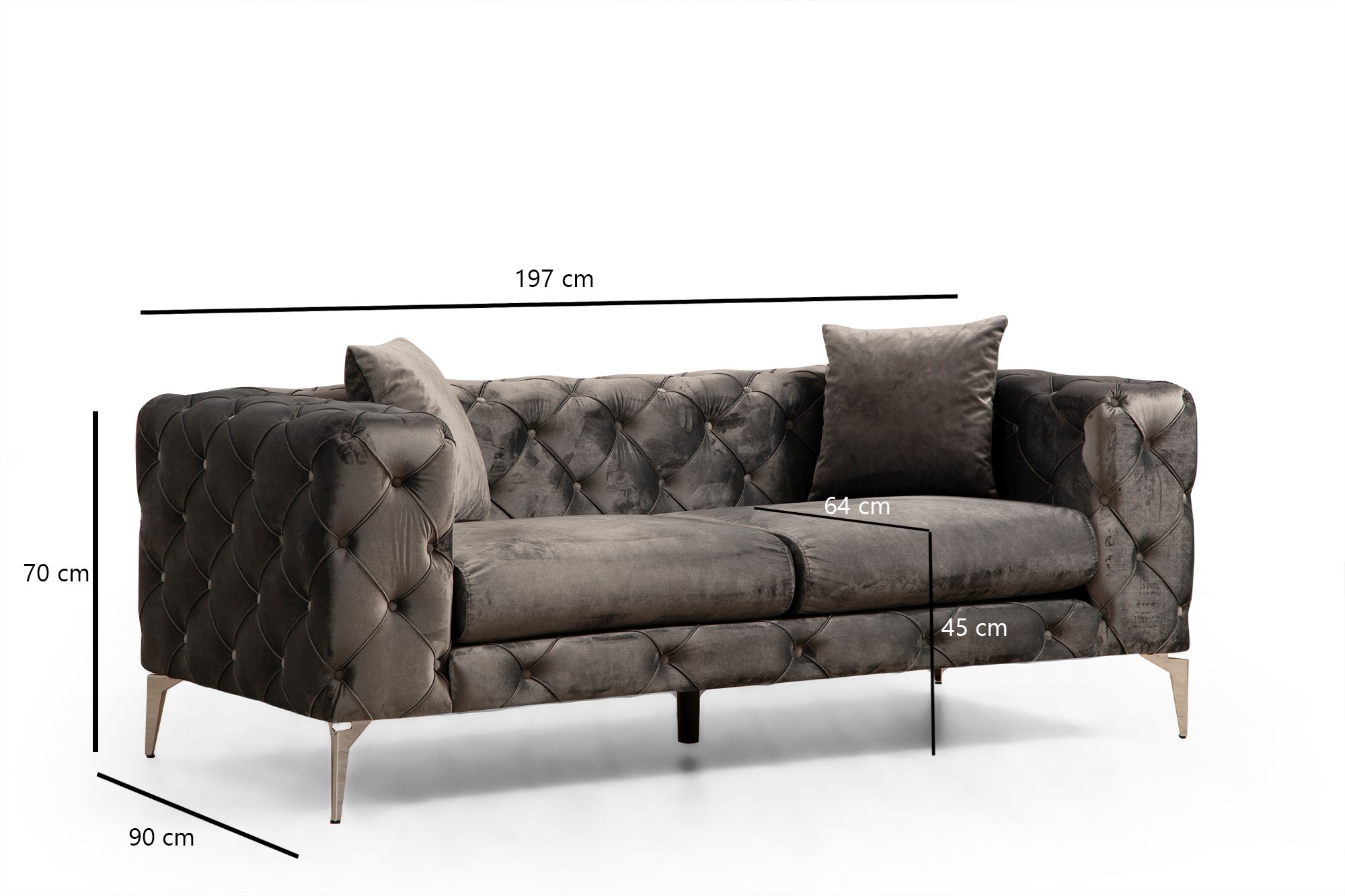 Elegantes Sofa 2-Sitzer Anthrazit