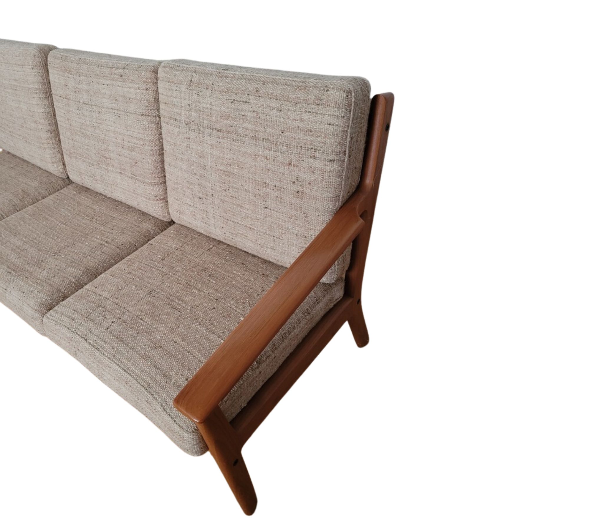Vintage Sofa Hans J. Wegner Holz Baumwolle Braun 60er Jahre