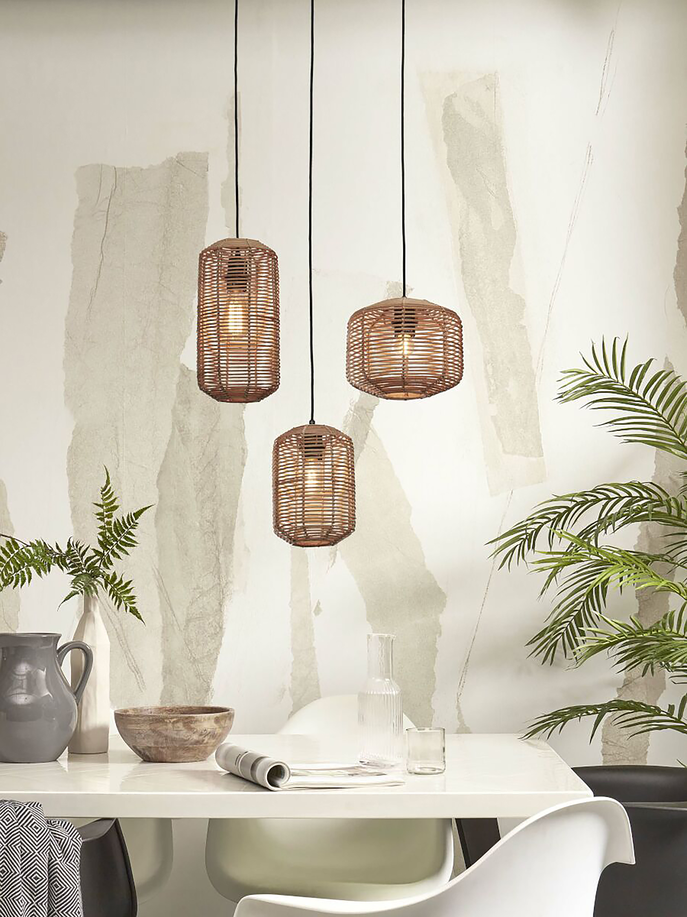 Pendelleuchte Tanami Beige Rattan 25 x 25 x 18 cm