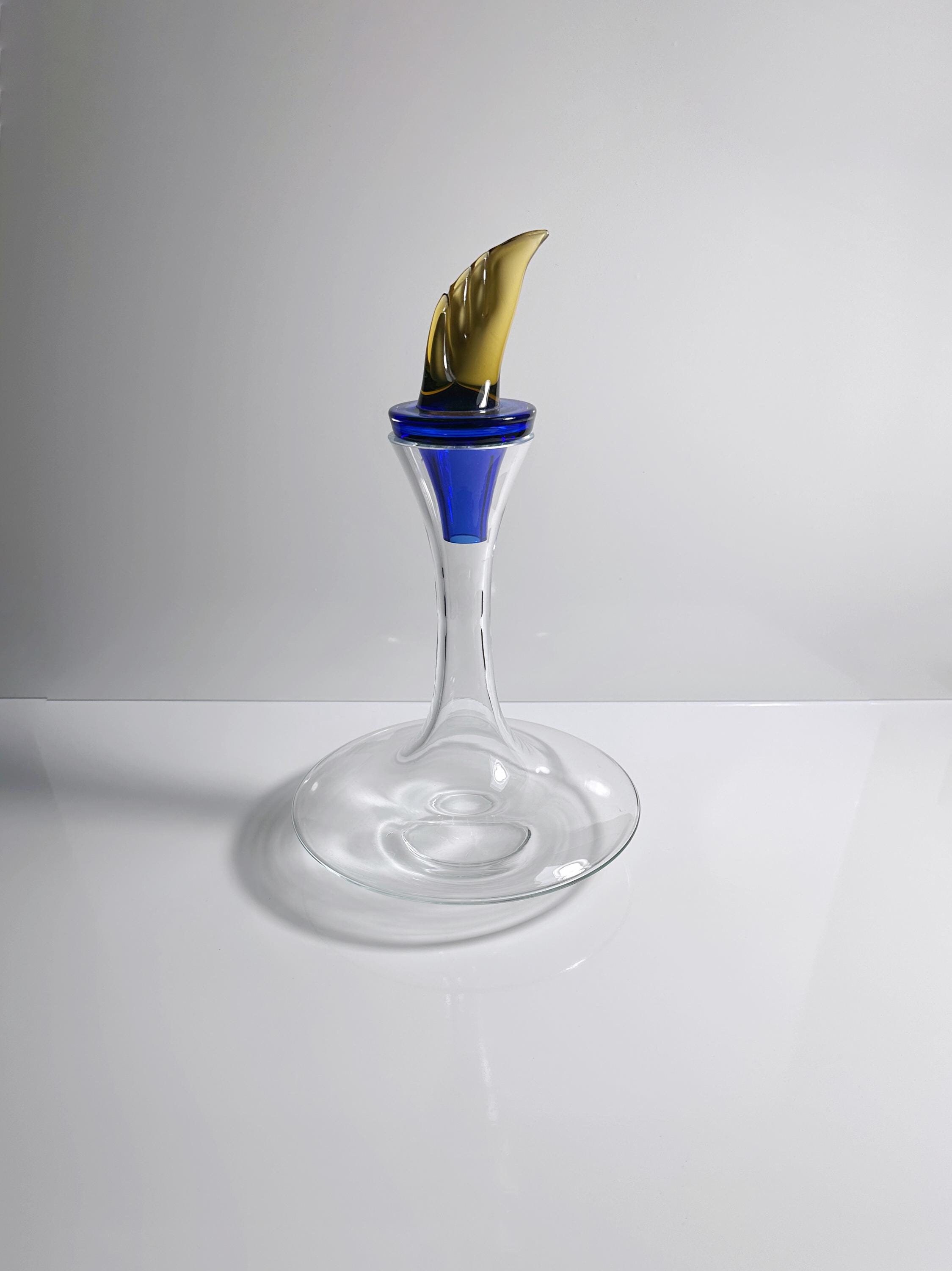 Vintage Postmodern Weinkaraffe Glas