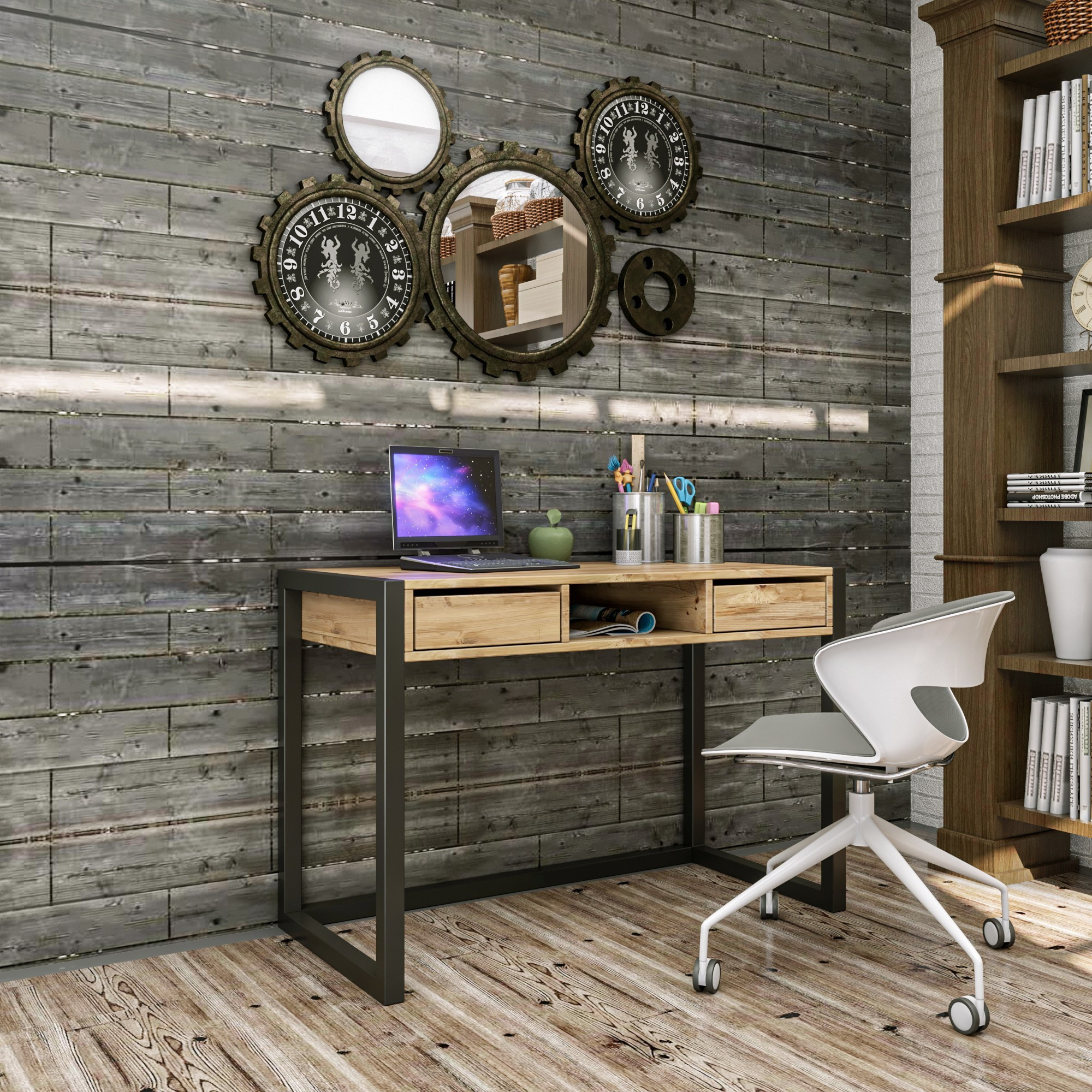 Ogene Desk Wood Veneer Black