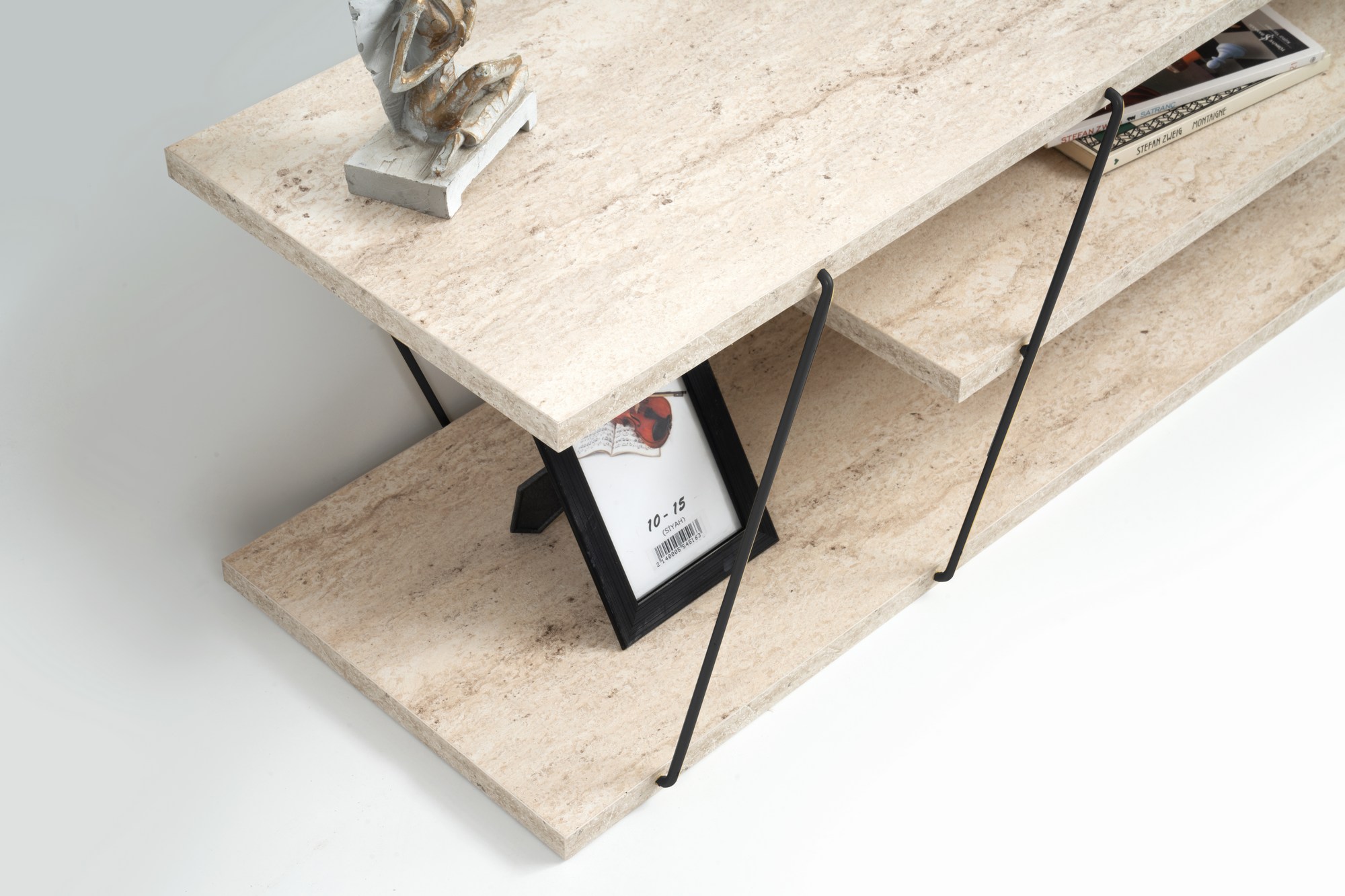 Canaz Lowboard Holz Travertine Schwarz