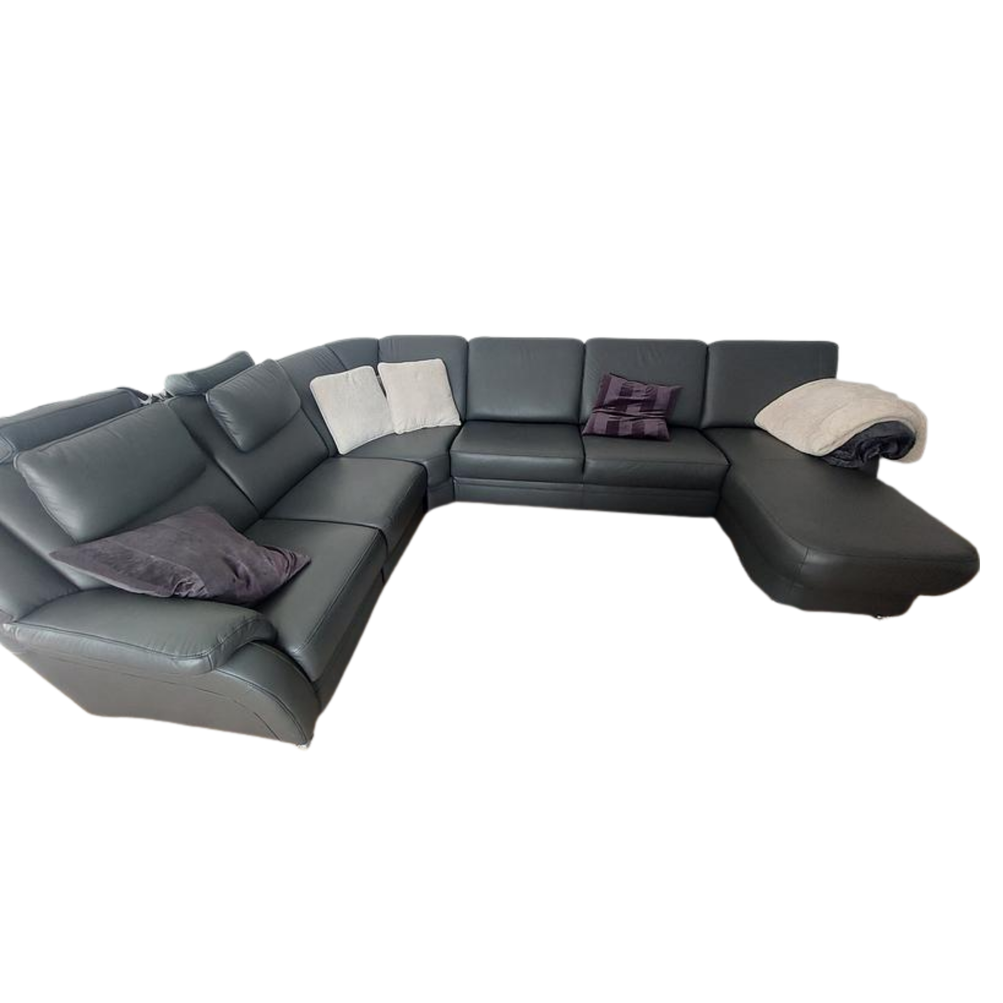 Sofa Leder Anthrazit 