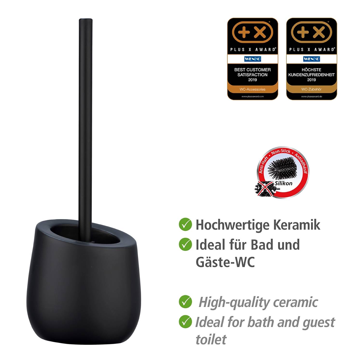 WC-Garnitur Badi Keramik Schwarz Schwarz