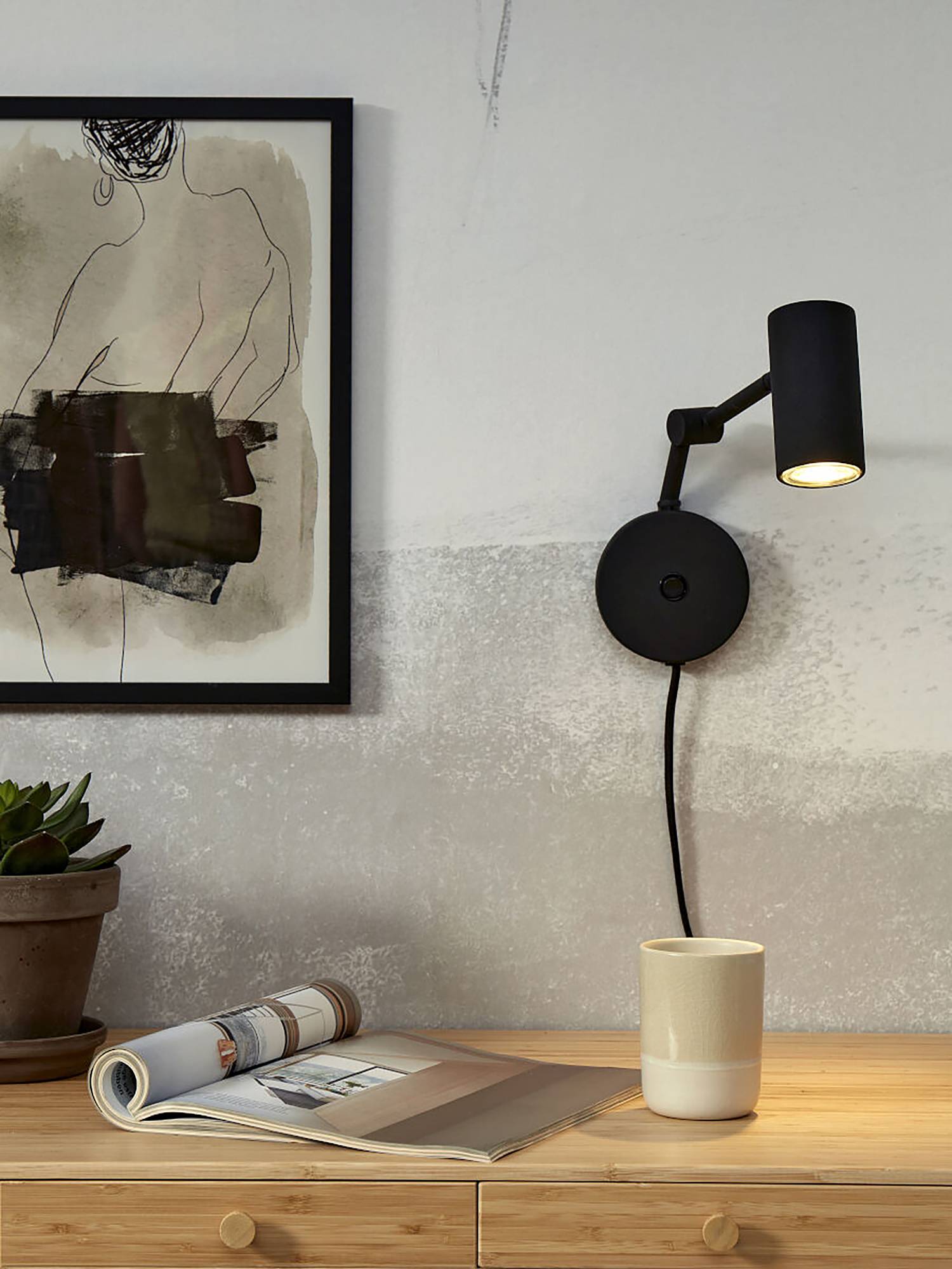 1-Flammig Montreux Wandleuchte Eisen Schwarz