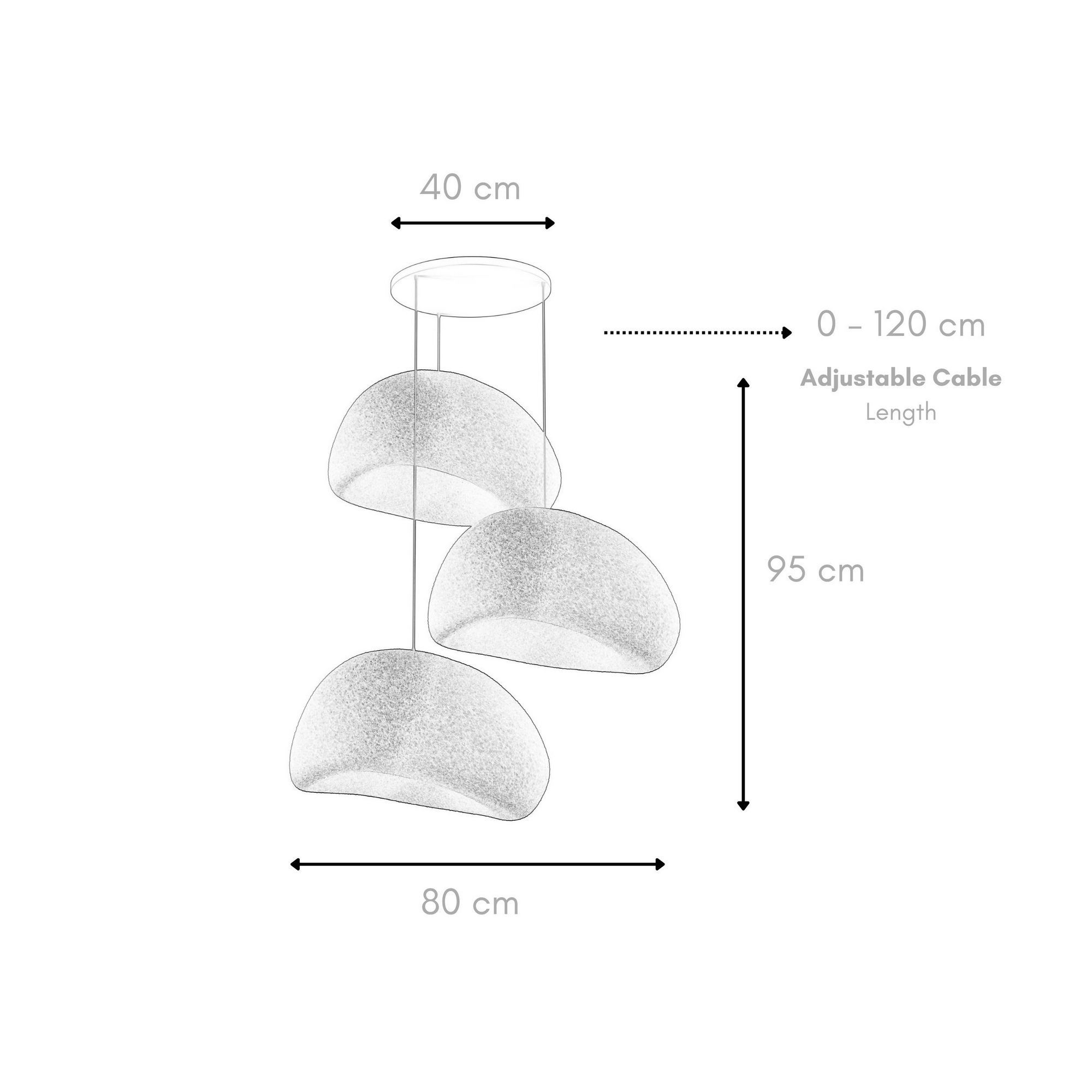 3-Flammig Wabi Sabi Nami Pendelleuchte Weiß