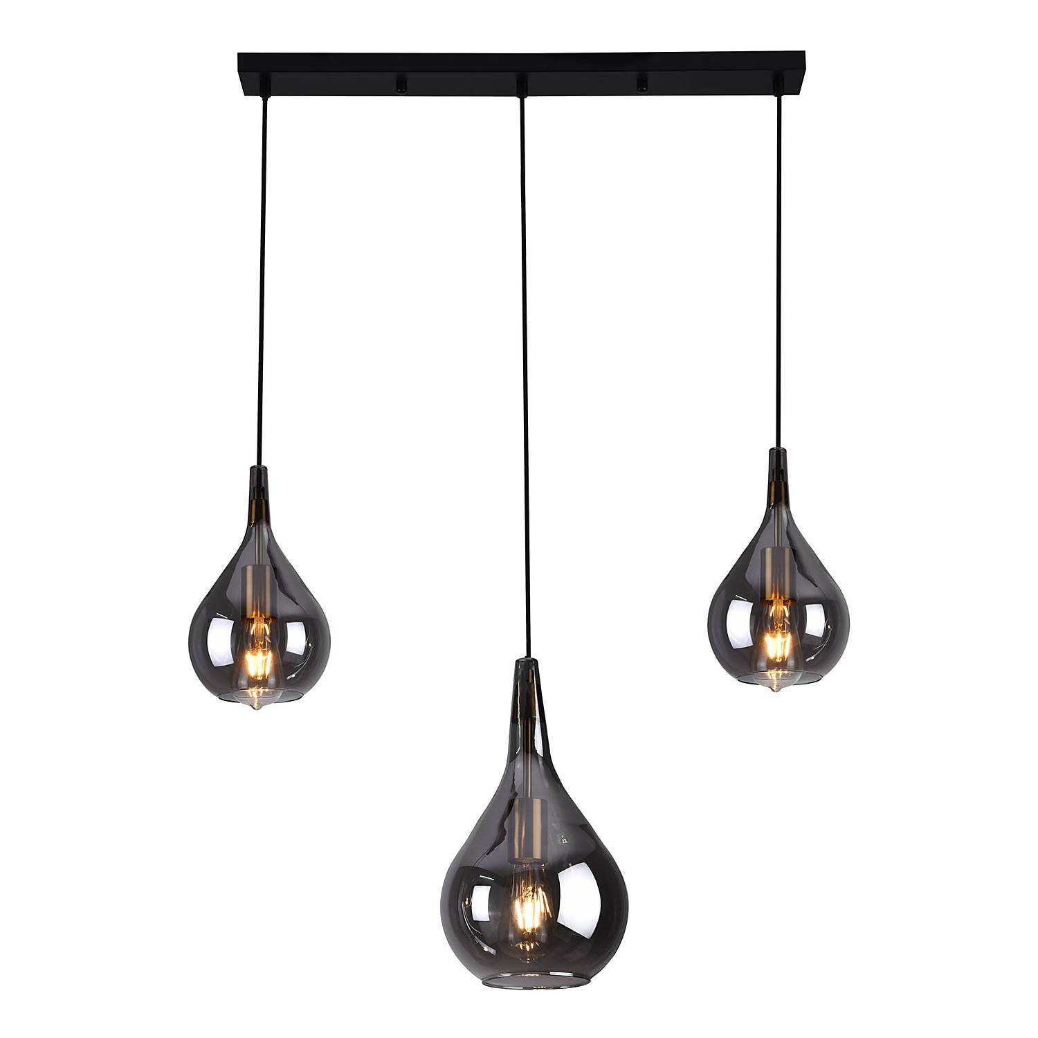 Pendant Light Gota Type B 3-Light Smoked Glass Iron