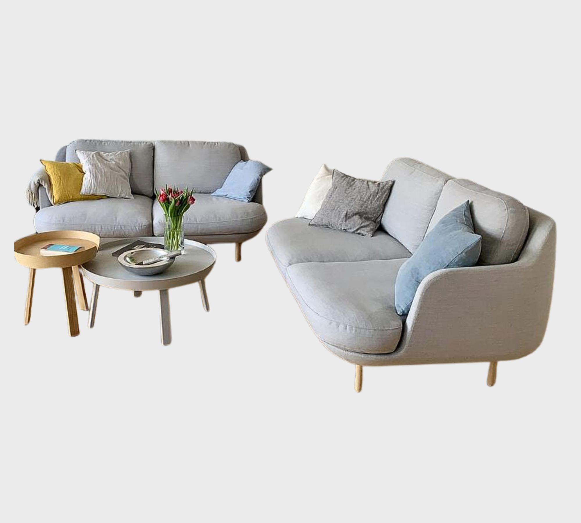 2x Lune JH200 Sofa 2-Sitzer Wolle Grau