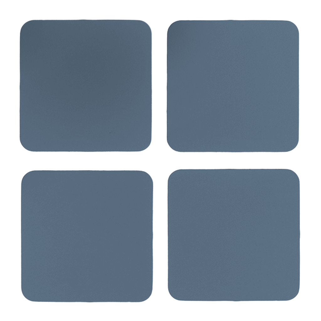 4x Coasters Square 100% Recycled Leather Petrol