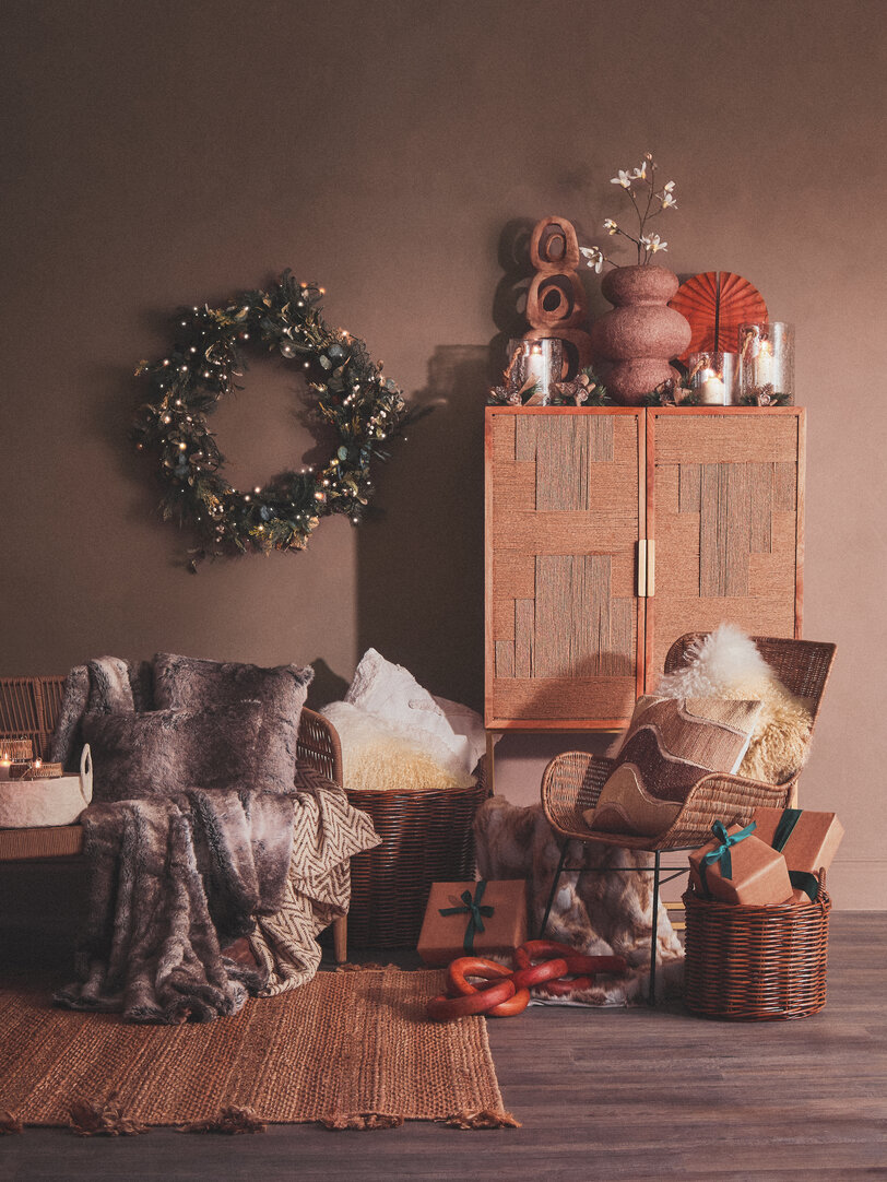 Bosie Lamina Mocha Ombre Rectangular Faux Fur Cushion