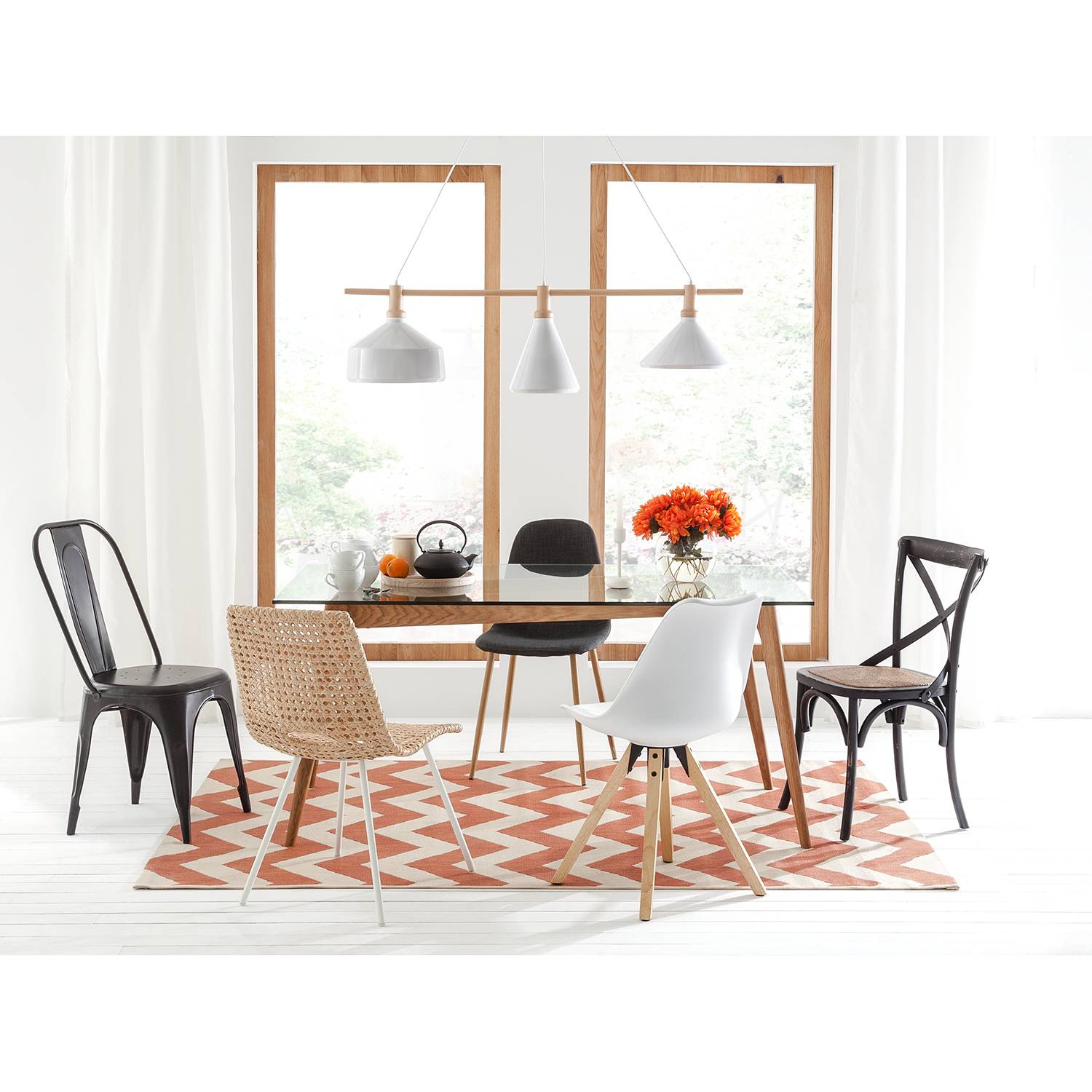 Iskmo II Upholstered Chair Set of 2 Woven Fabric Anthracite