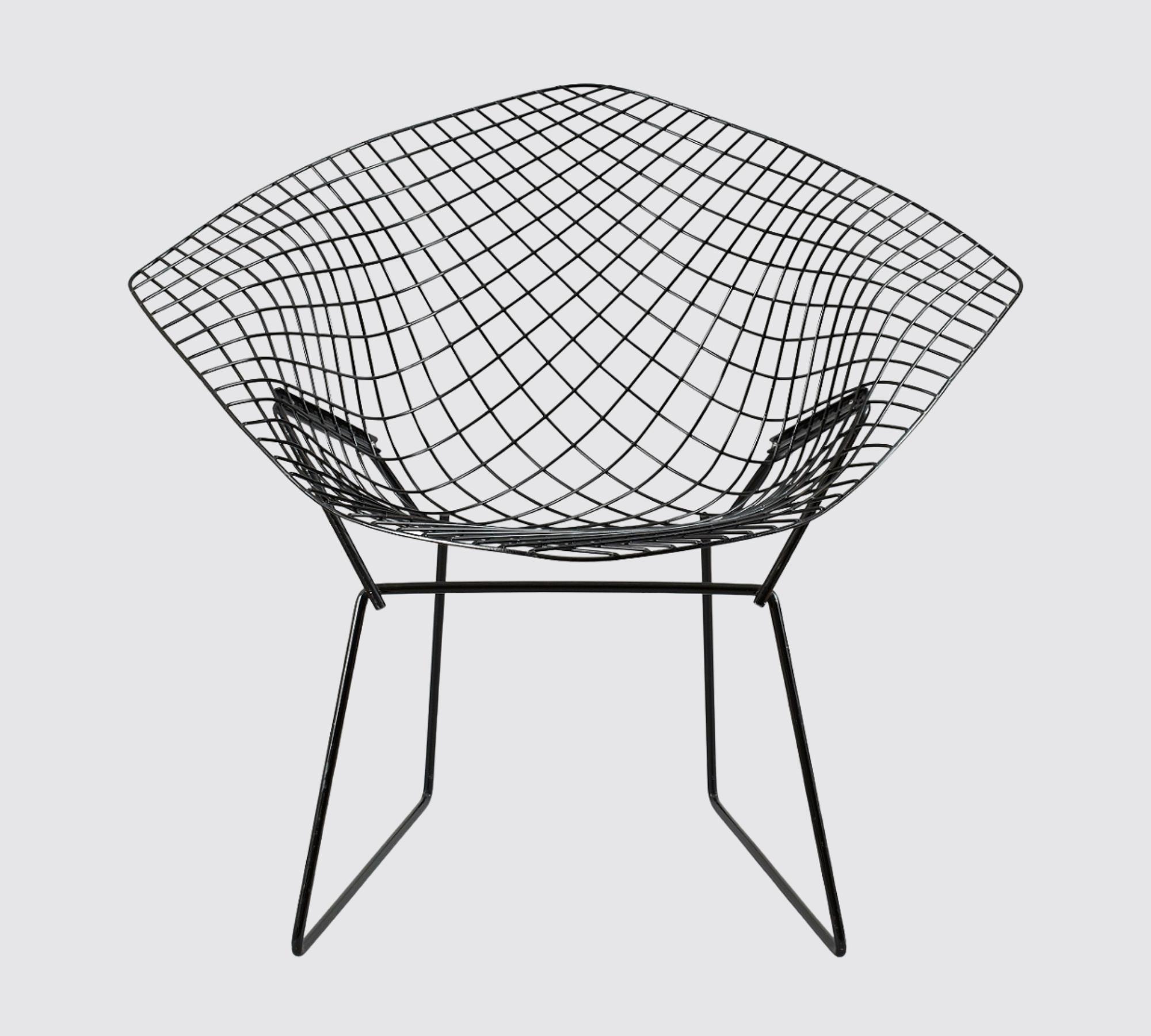 DEFEKT! Bertoia Diamond Chair Schwarz mit Sitzkissen 