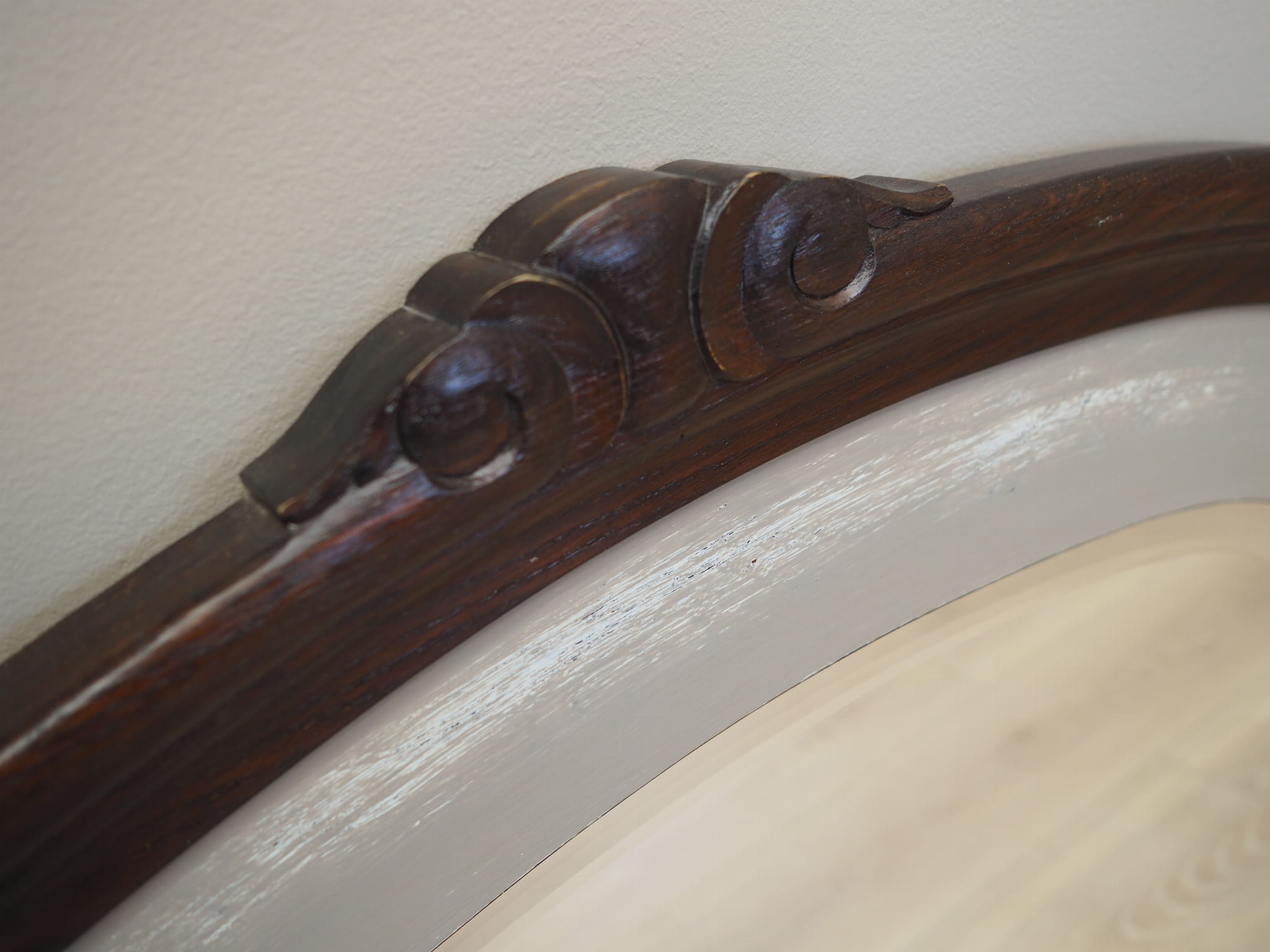 Vintage Mirror Oak Wood Brown 1960s