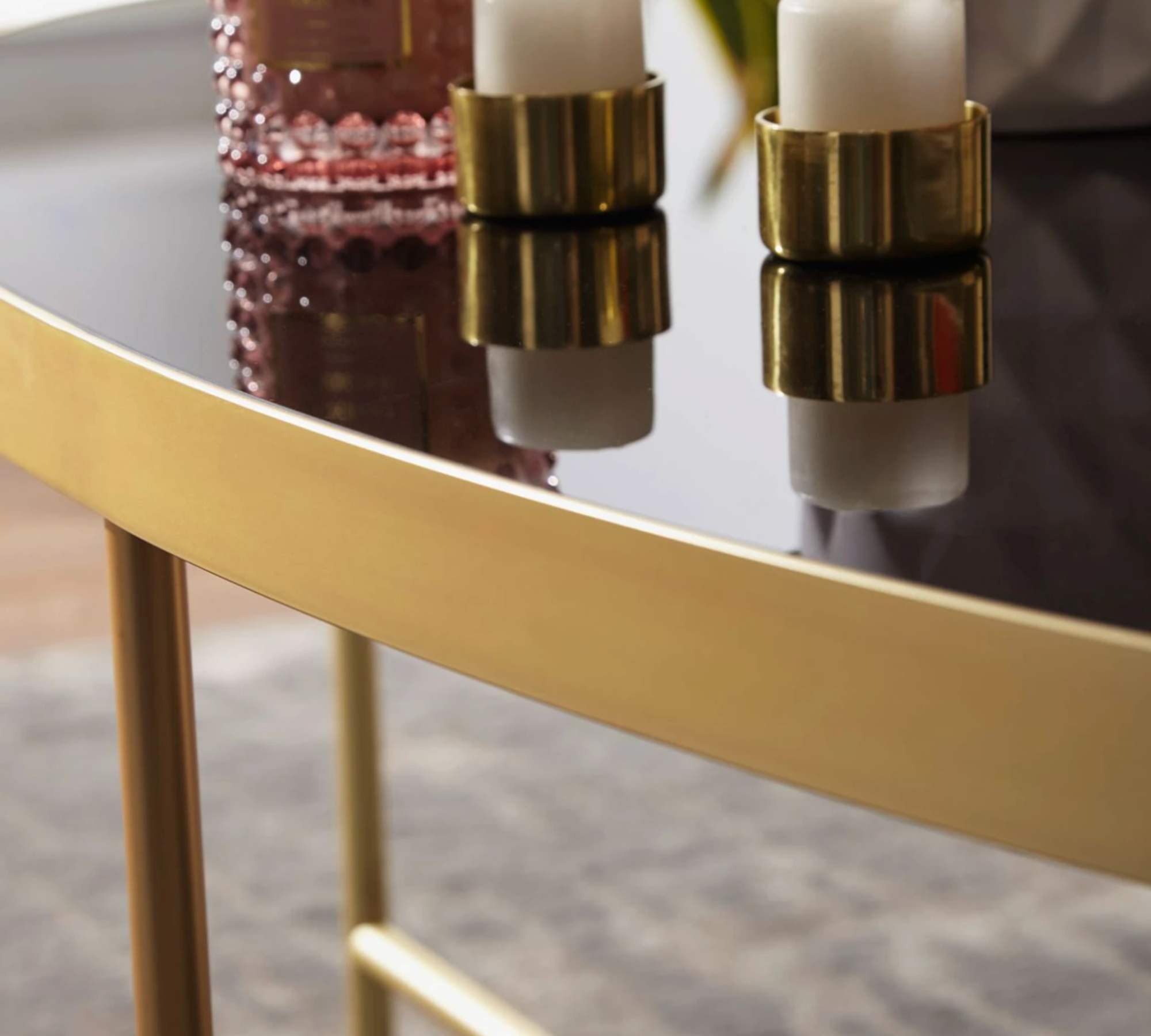 Couchtisch Glas Metall Schwarz Gold