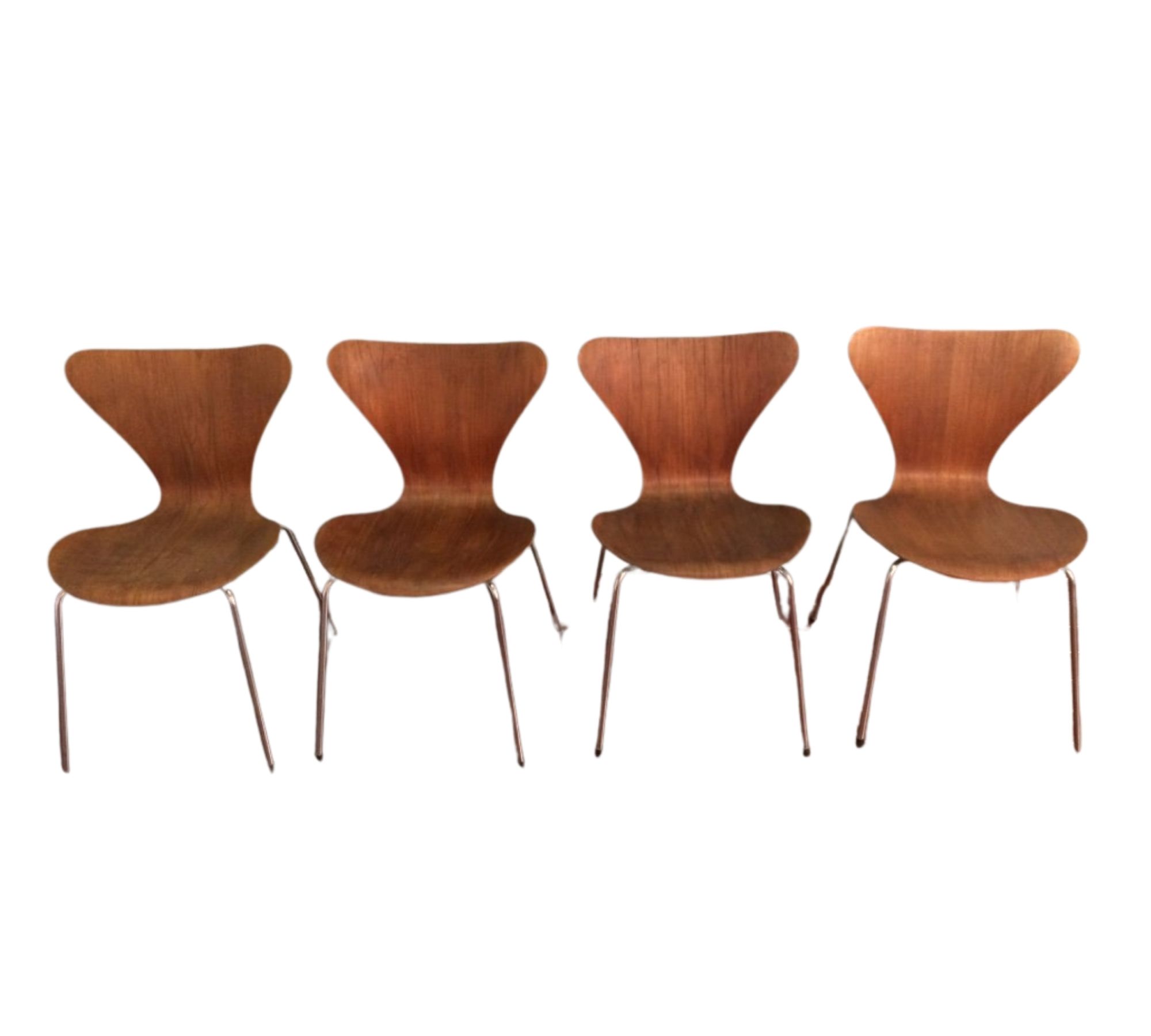 4x Vintage Arne Jacobsen 3107 Stuhl Schichtholz Braun