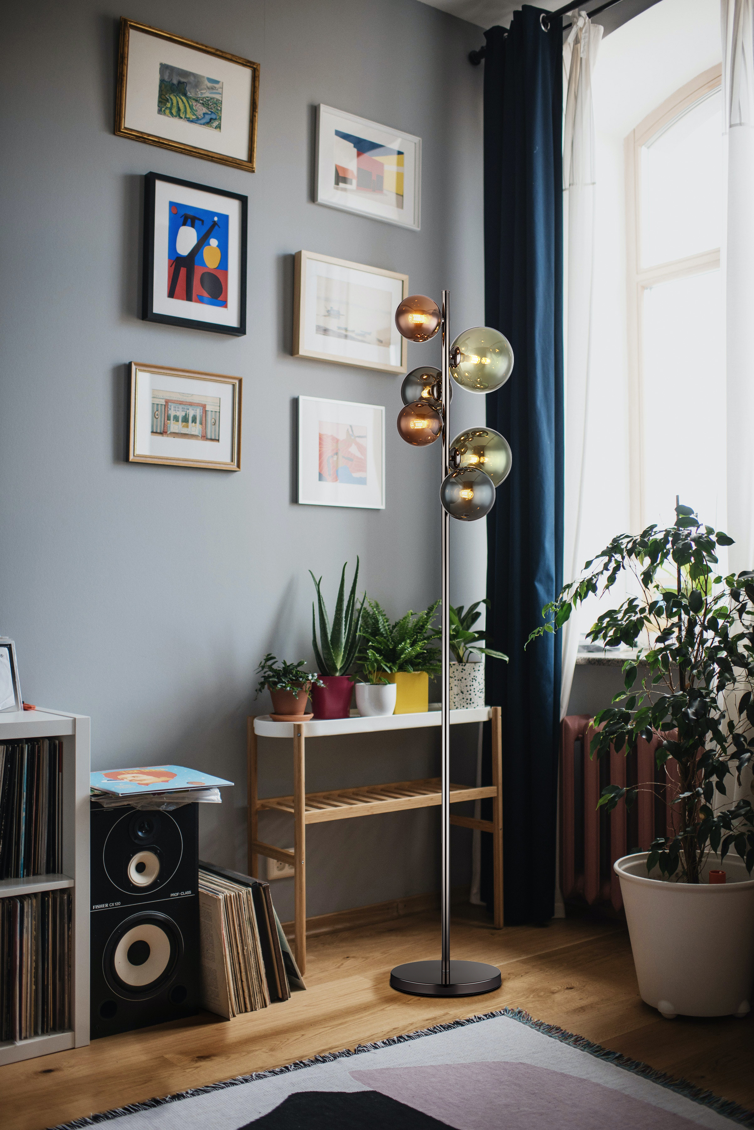 LED Floor Lamp Riha Type C 6-Light Colored Glass Iron