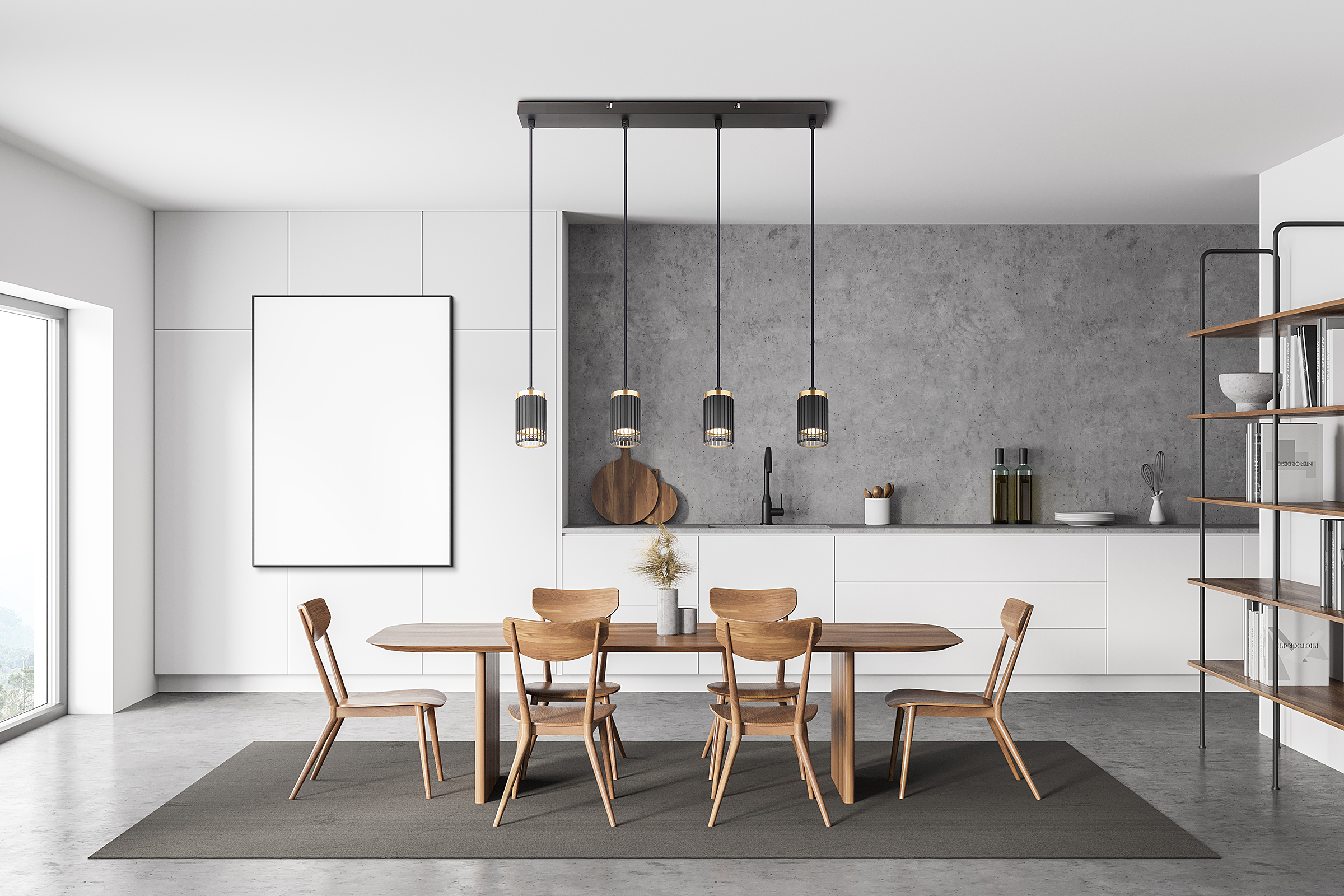 Korben Typ B Pendelleuchte 4-flammig Eisen Schwarz