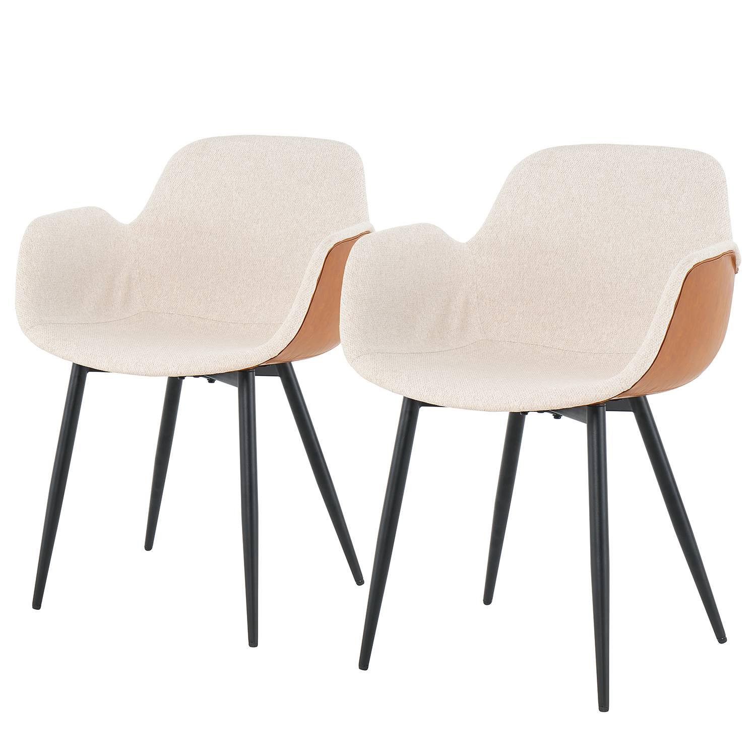 2x Armlehnstuhl Cherka Kunstleder Beige